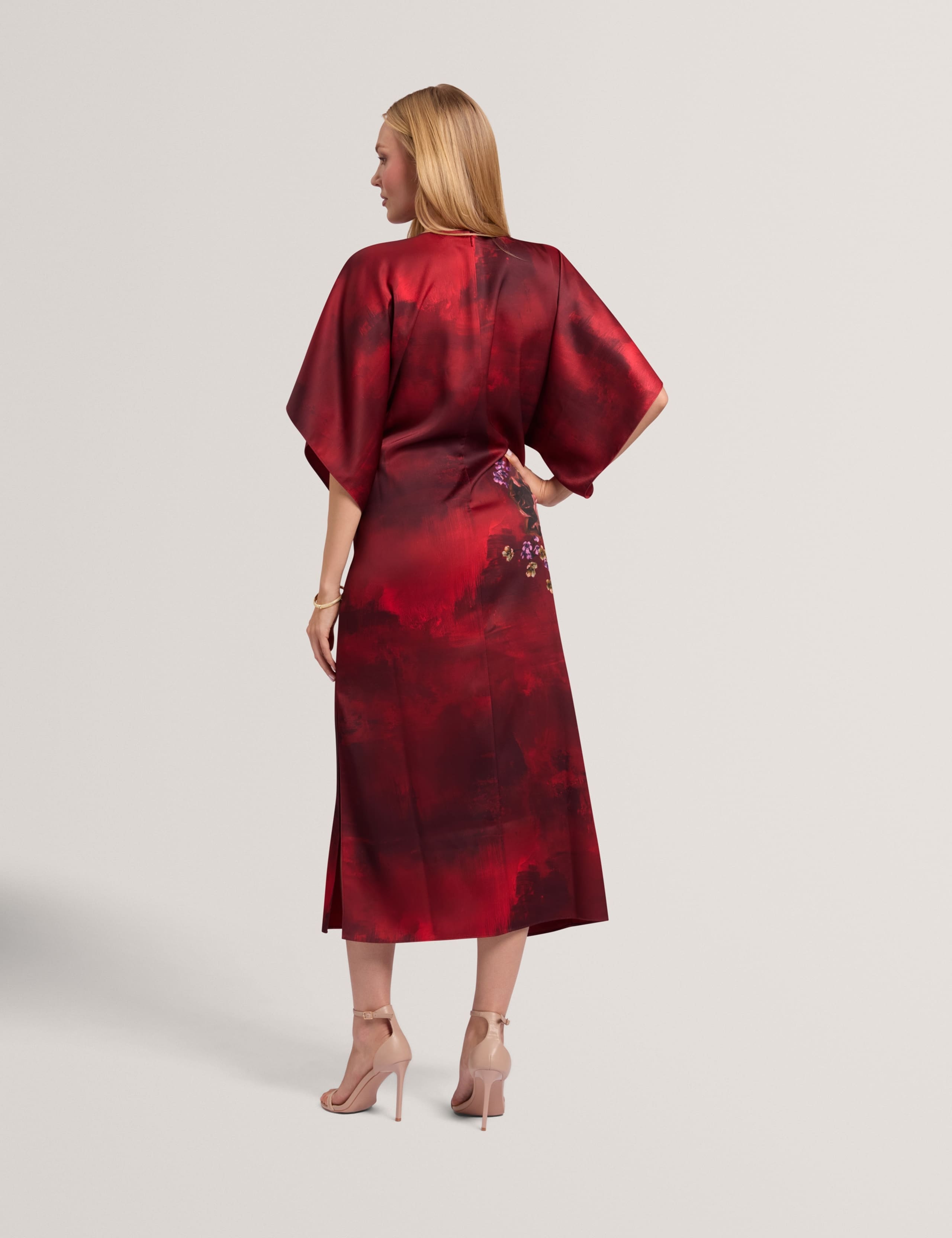Floral Batwing Sleeve Midi Column Dress 4 of 7