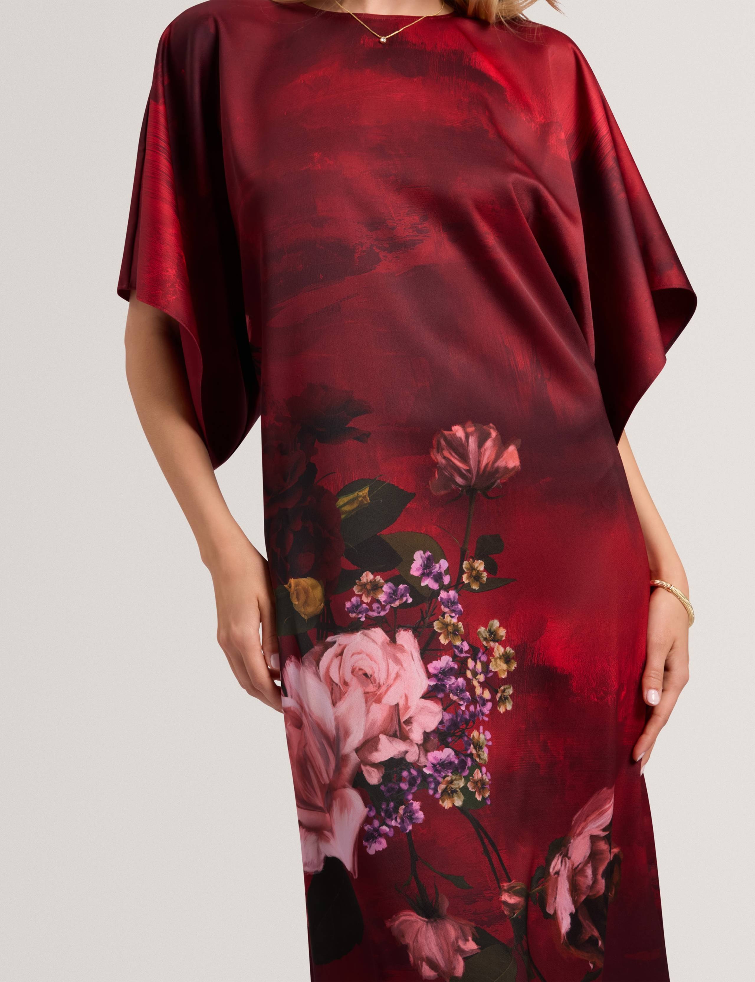 Floral Batwing Sleeve Midi Column Dress 6 of 7