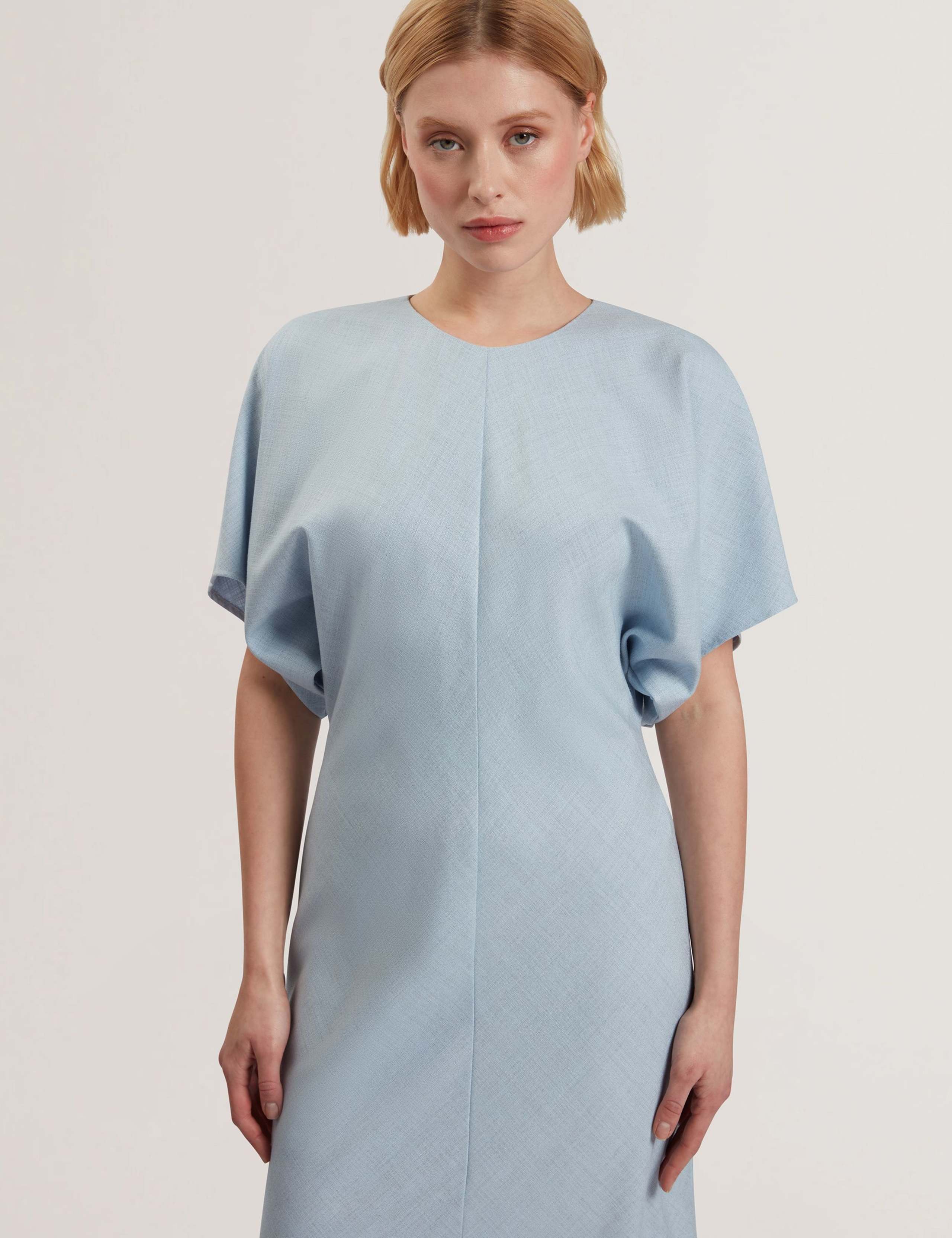 Round Neck Midaxi Tailored Dress with Wool 1 of 5