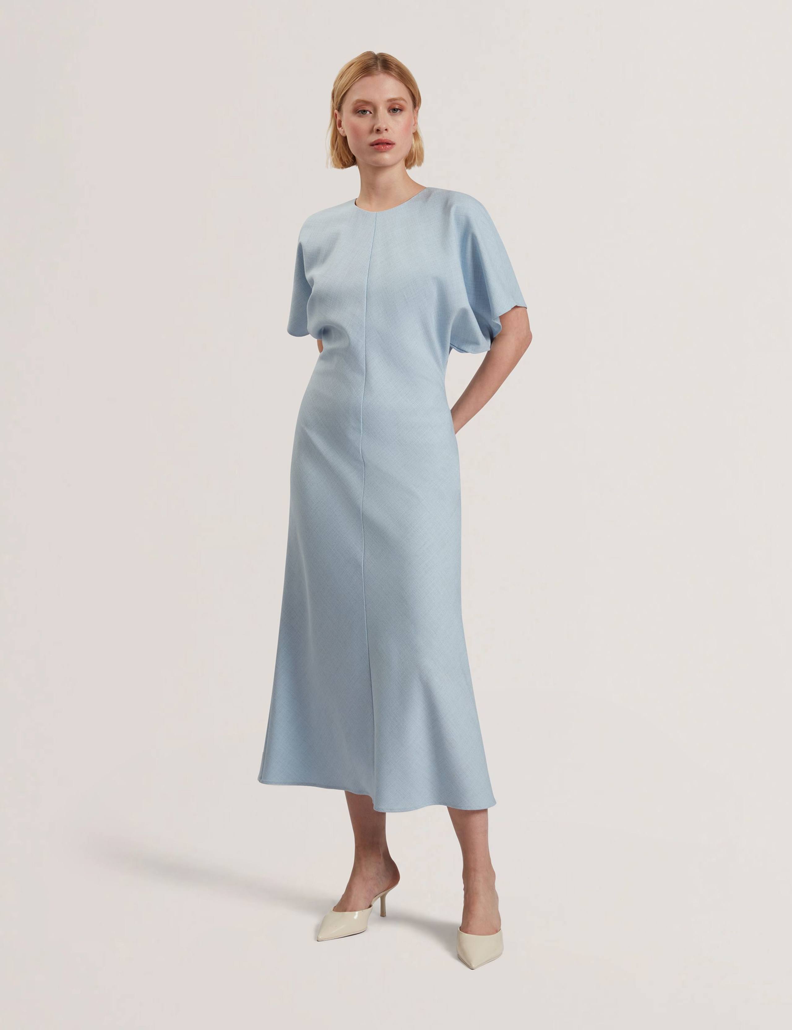 Round Neck Midaxi Tailored Dress with Wool 3 of 5