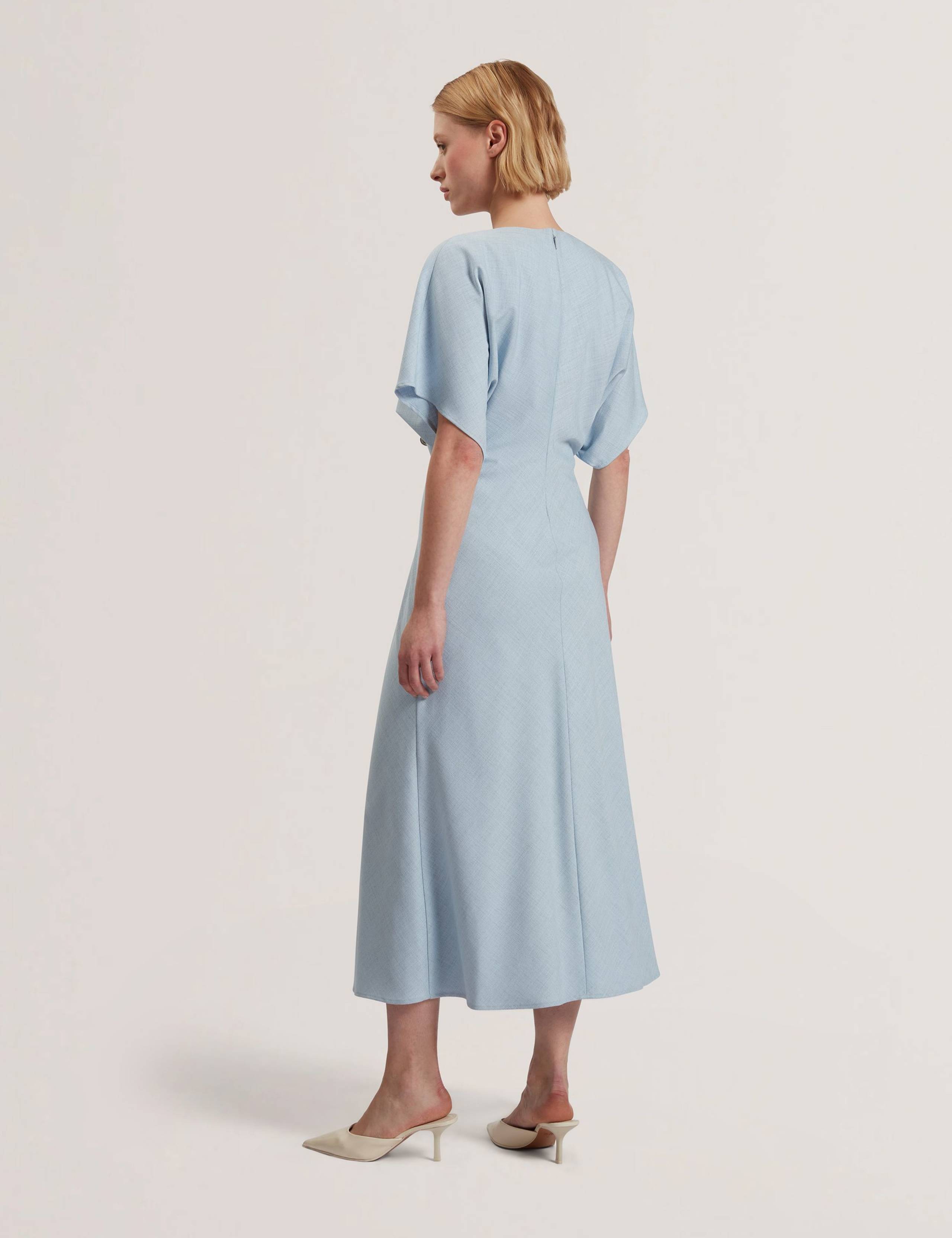 Round Neck Midaxi Tailored Dress with Wool 4 of 5