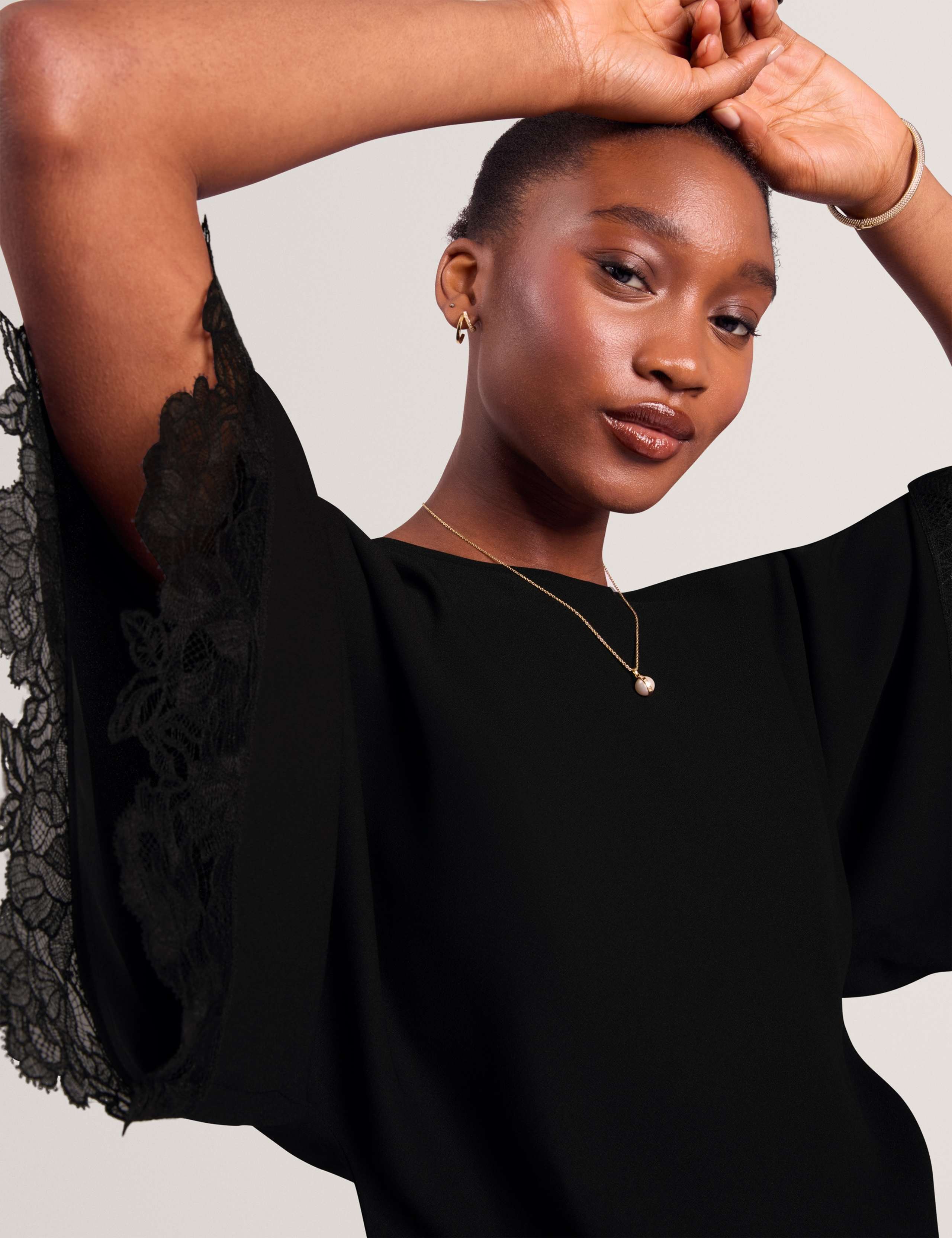 Lace Detail Batwing Top 5 of 7