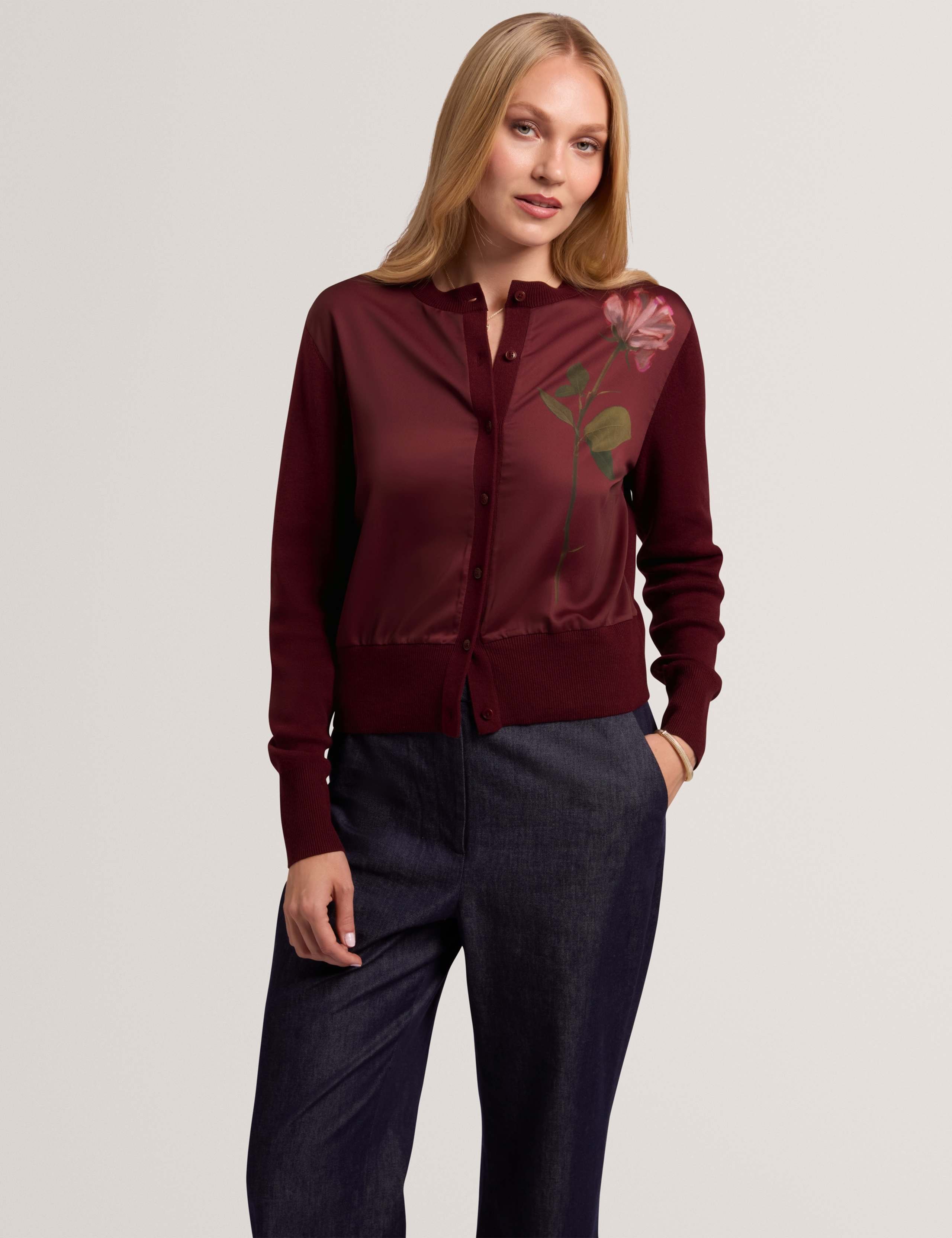 Cotton Rich Floral Button Through Cardigan 1 of 7