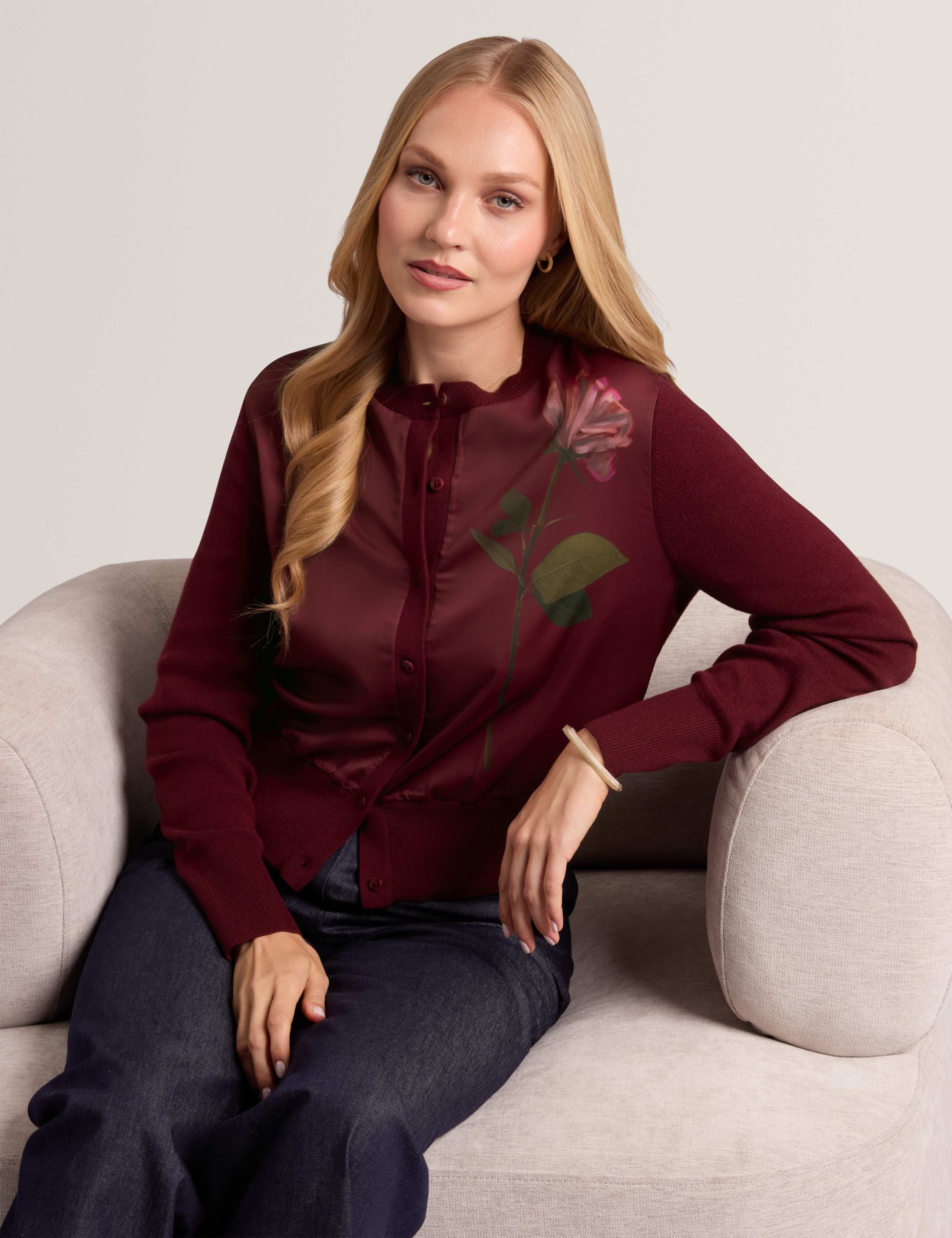 Cotton Rich Floral Button Through Cardigan 3 of 7