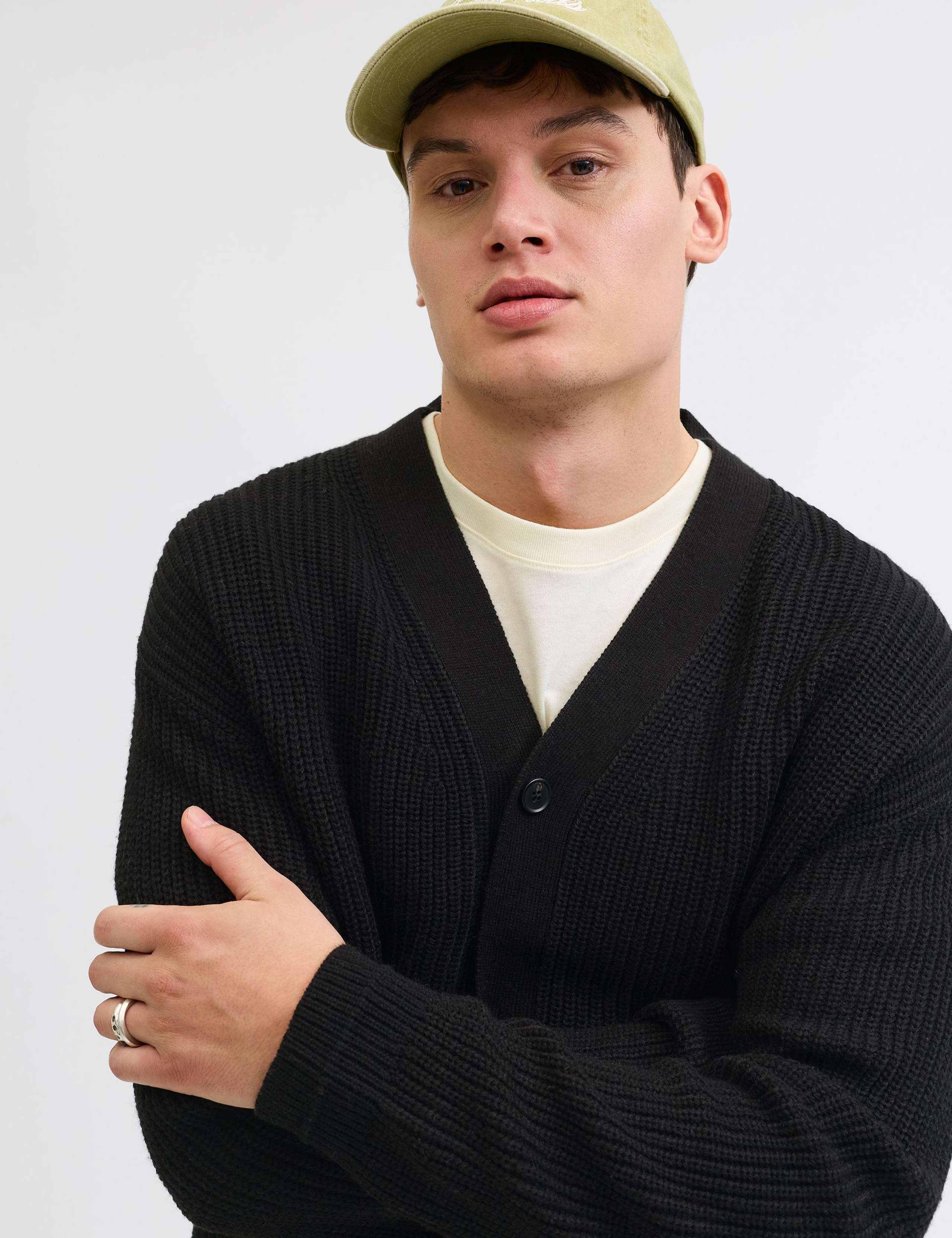 Cotton Blend V-Neck Cardigan 3 of 7