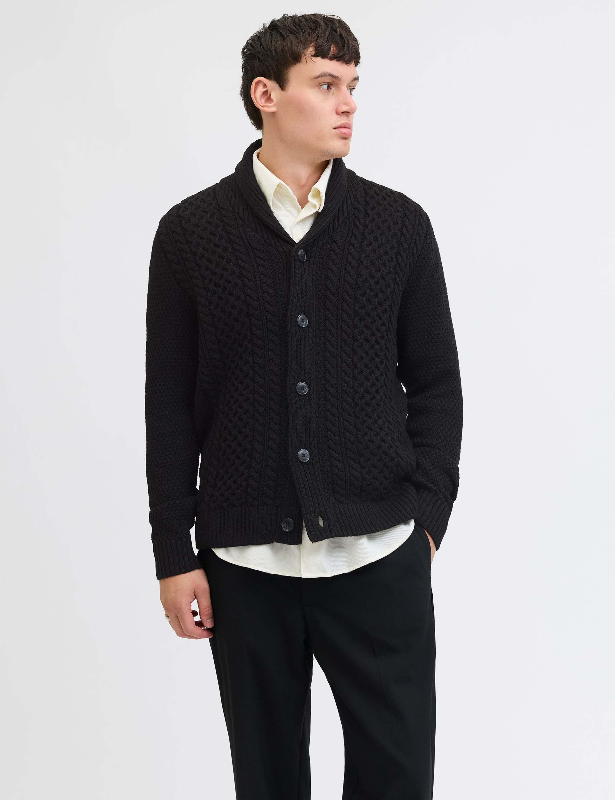 Cable Shawl Neck Cardigan 1 of 7