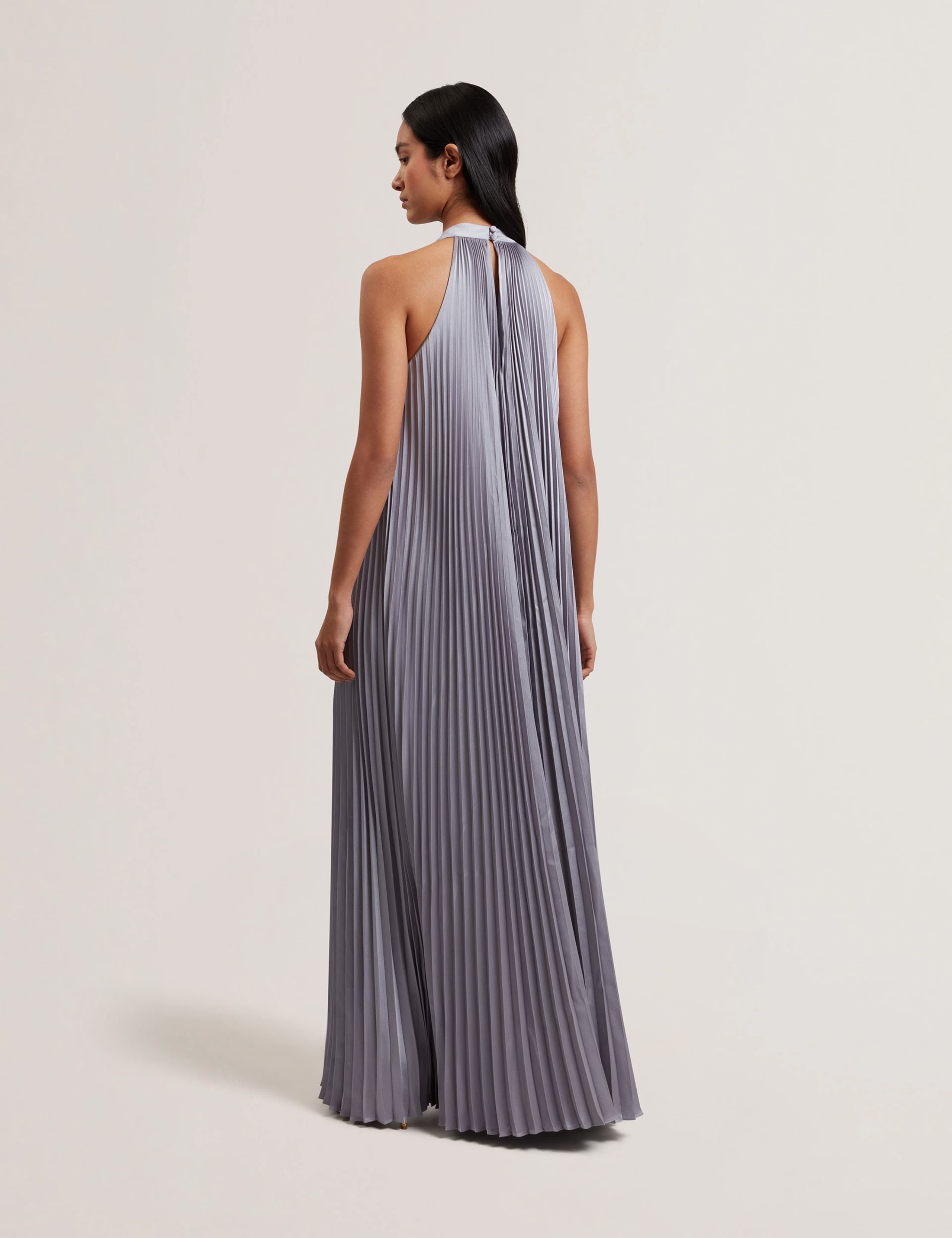 Halter Neck Pleated Maxi Smock Dress 4 of 5