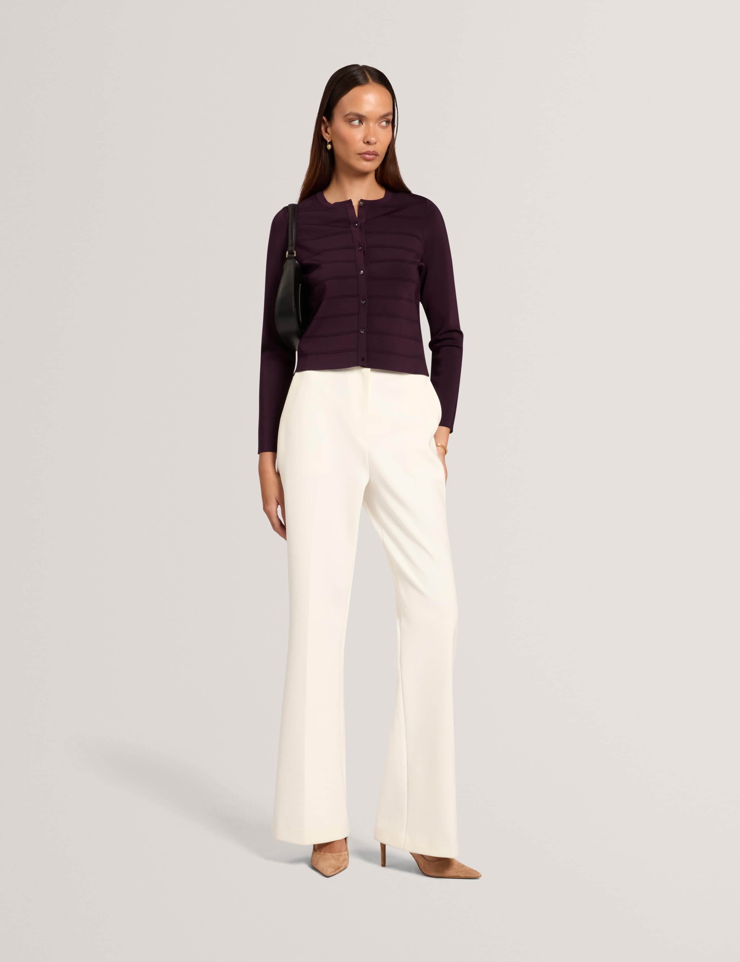Textured Striped Crew Neck Cropped Cardigan 5 of 7