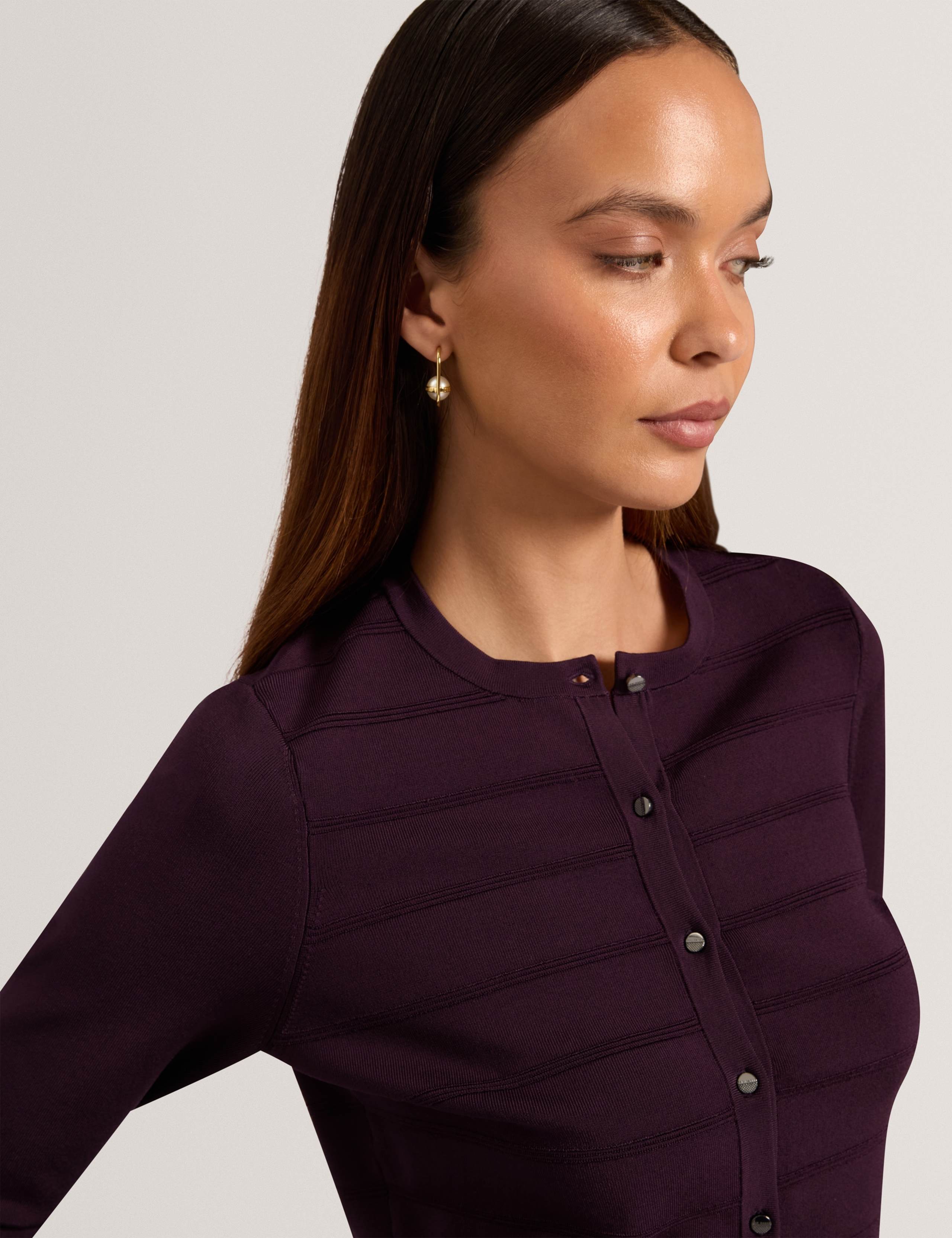 Textured Striped Crew Neck Cropped Cardigan 6 of 7