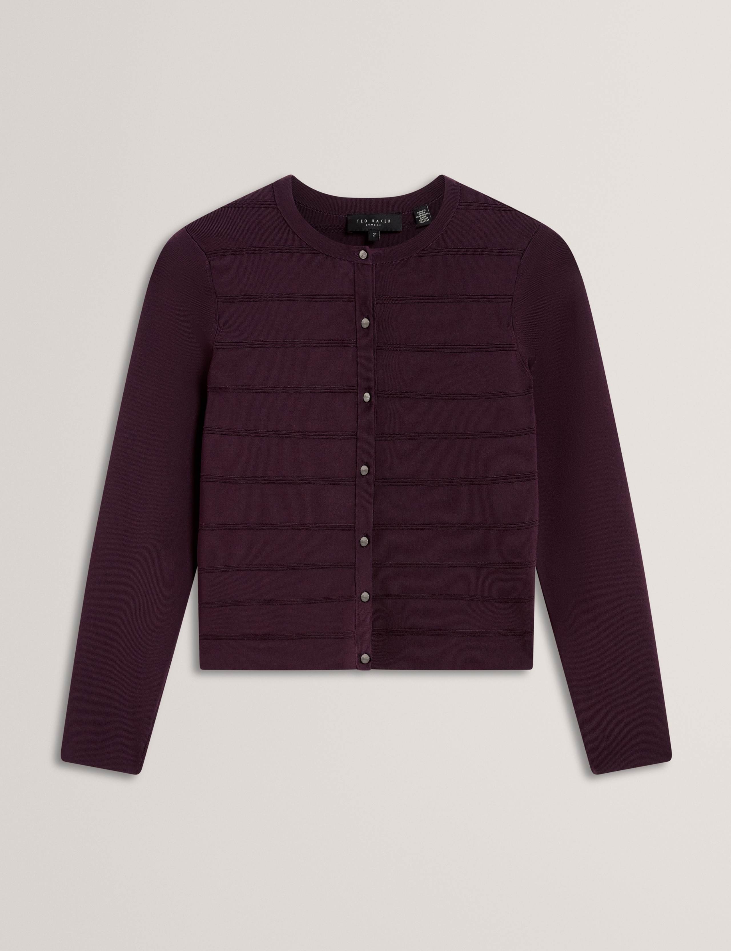 Textured Striped Crew Neck Cropped Cardigan 2 of 7