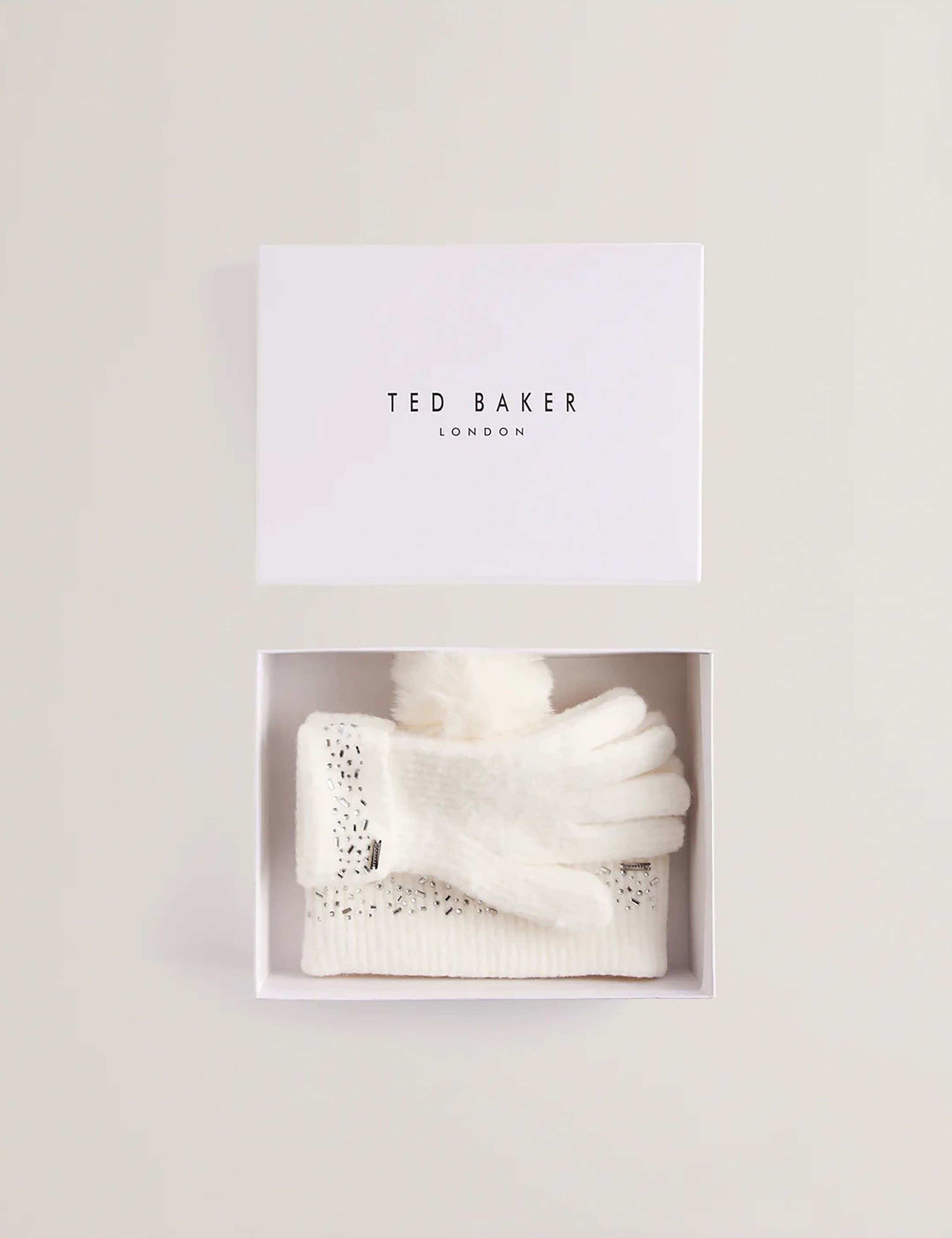 Knitted Rhinestone Hat and Gloves 2 of 2