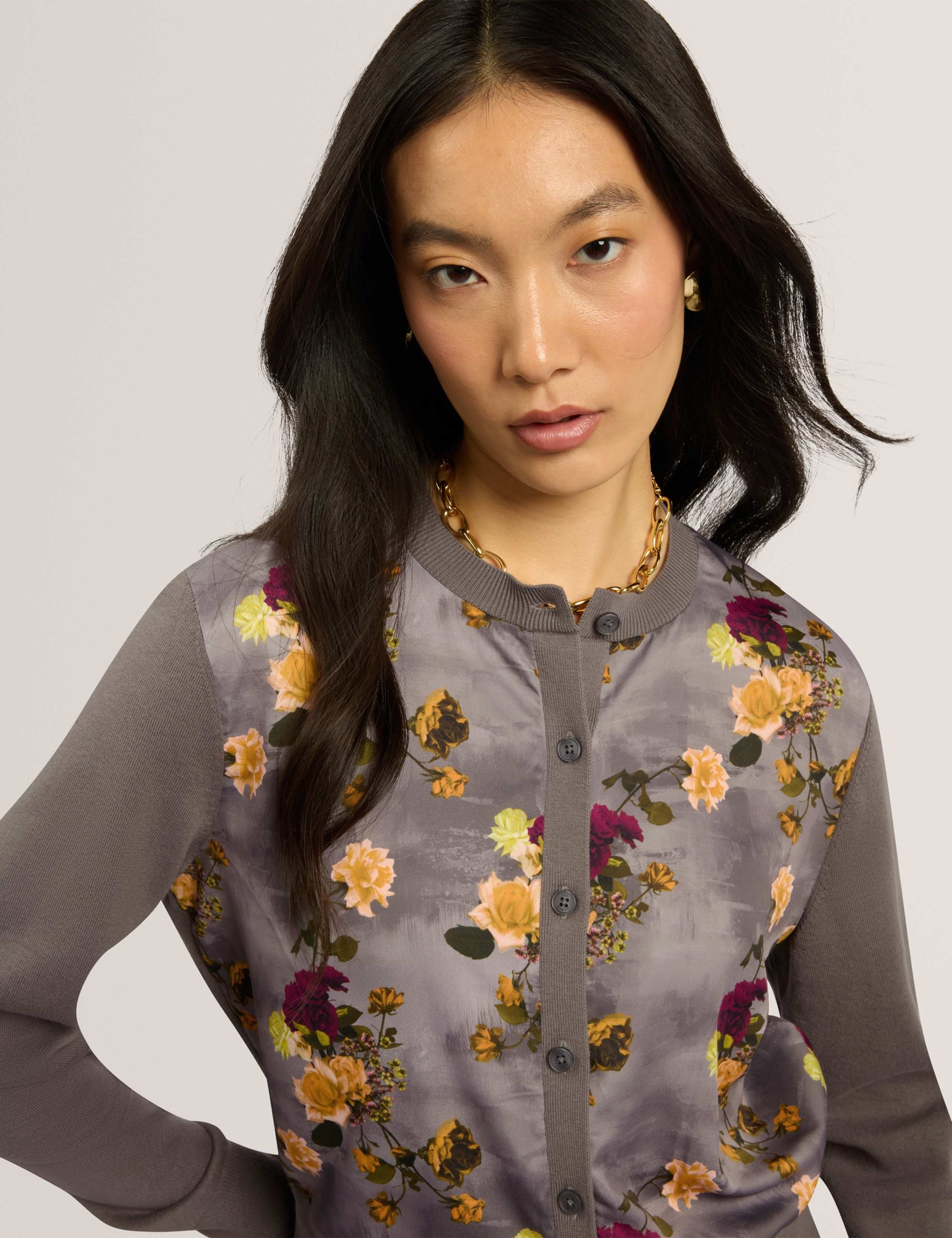 Cotton Rich Floral Button Front Cardigan 6 of 7