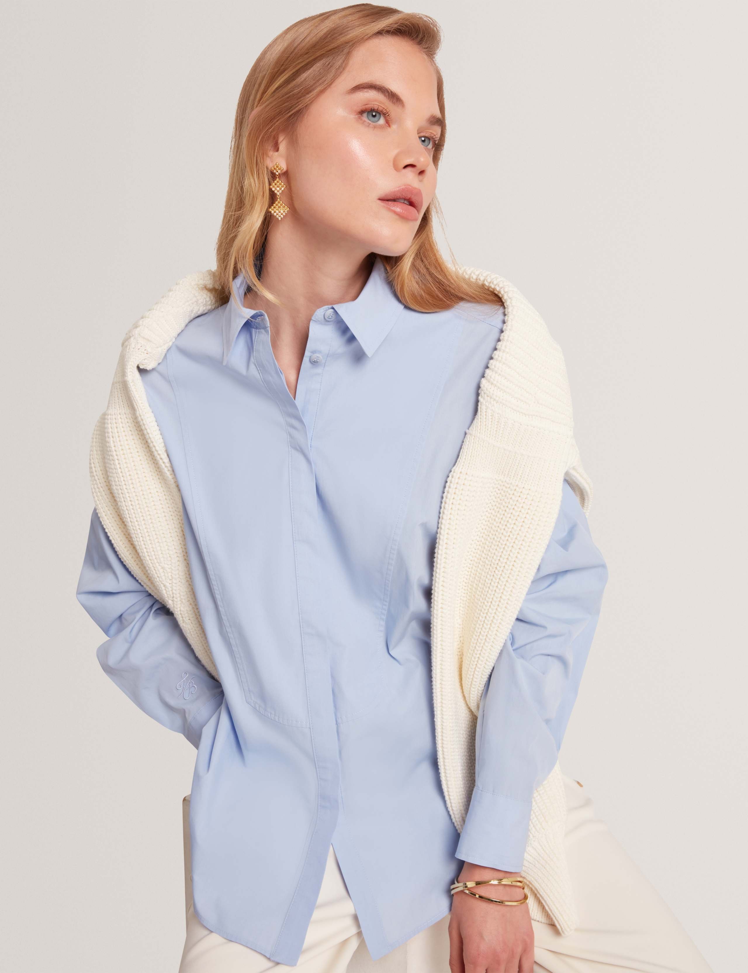 Pure Cotton Bib Detail Oversized Shirt 4 of 6