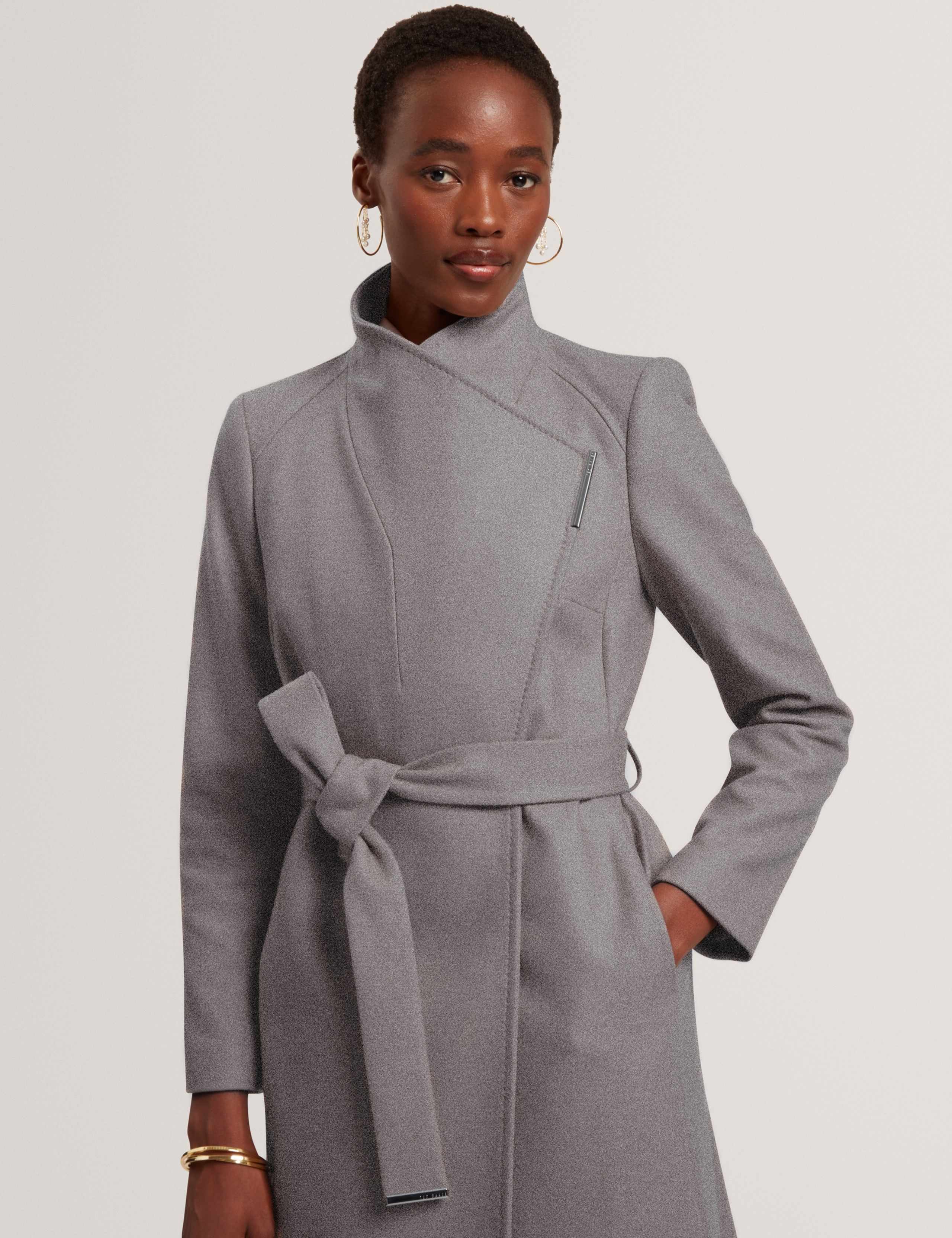 Wool Rich Belted Collared Longline Wrap Coat 2 of 5