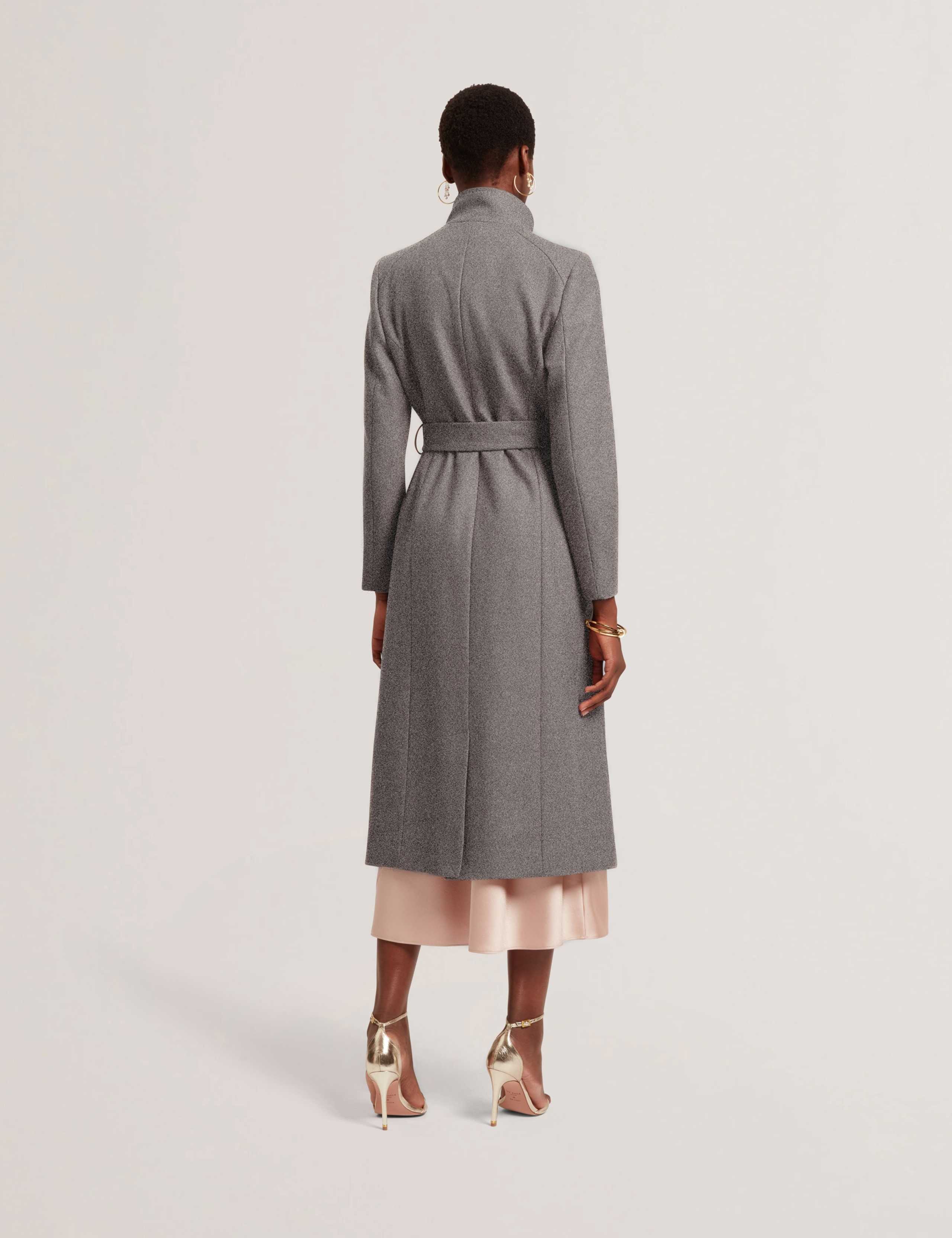 Wool Rich Belted Collared Longline Wrap Coat 3 of 5