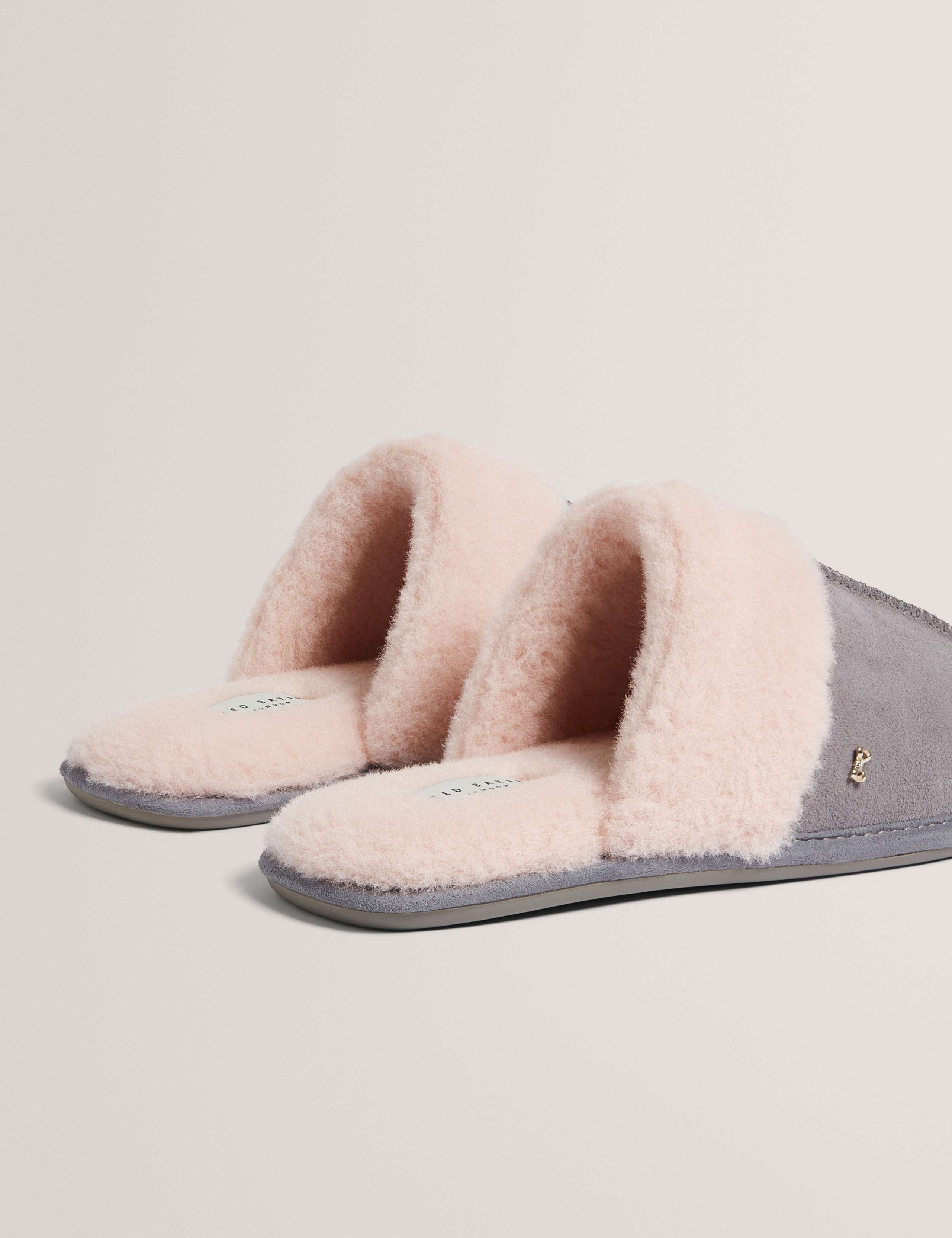 Suede Faux Fur Lined Mule Slippers 3 of 5