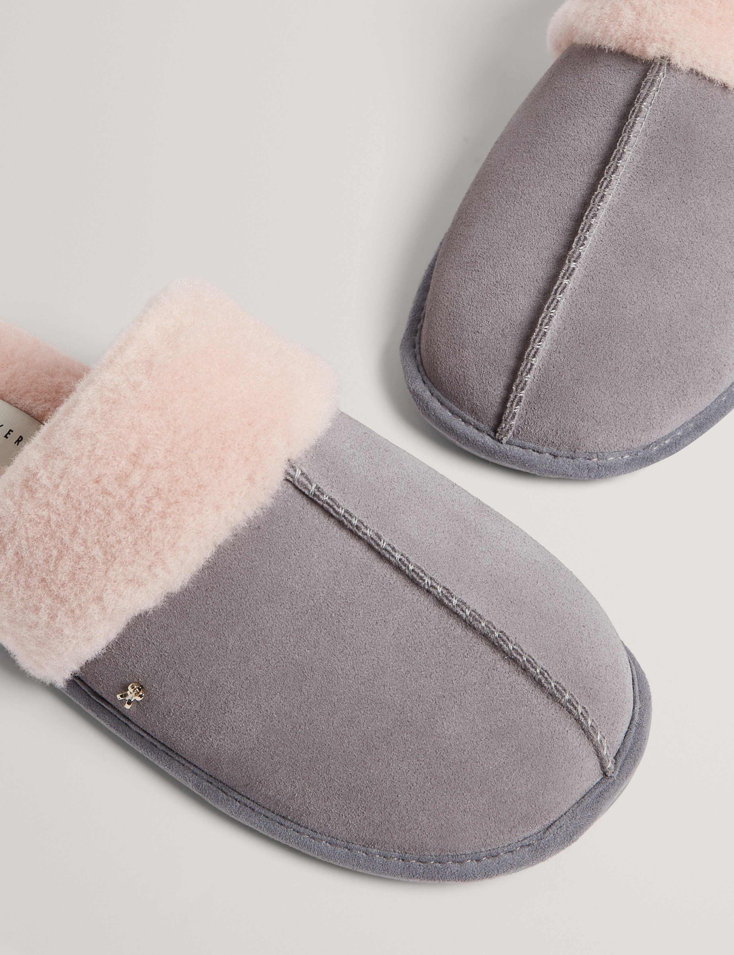 Suede Faux Fur Lined Mule Slippers 4 of 5