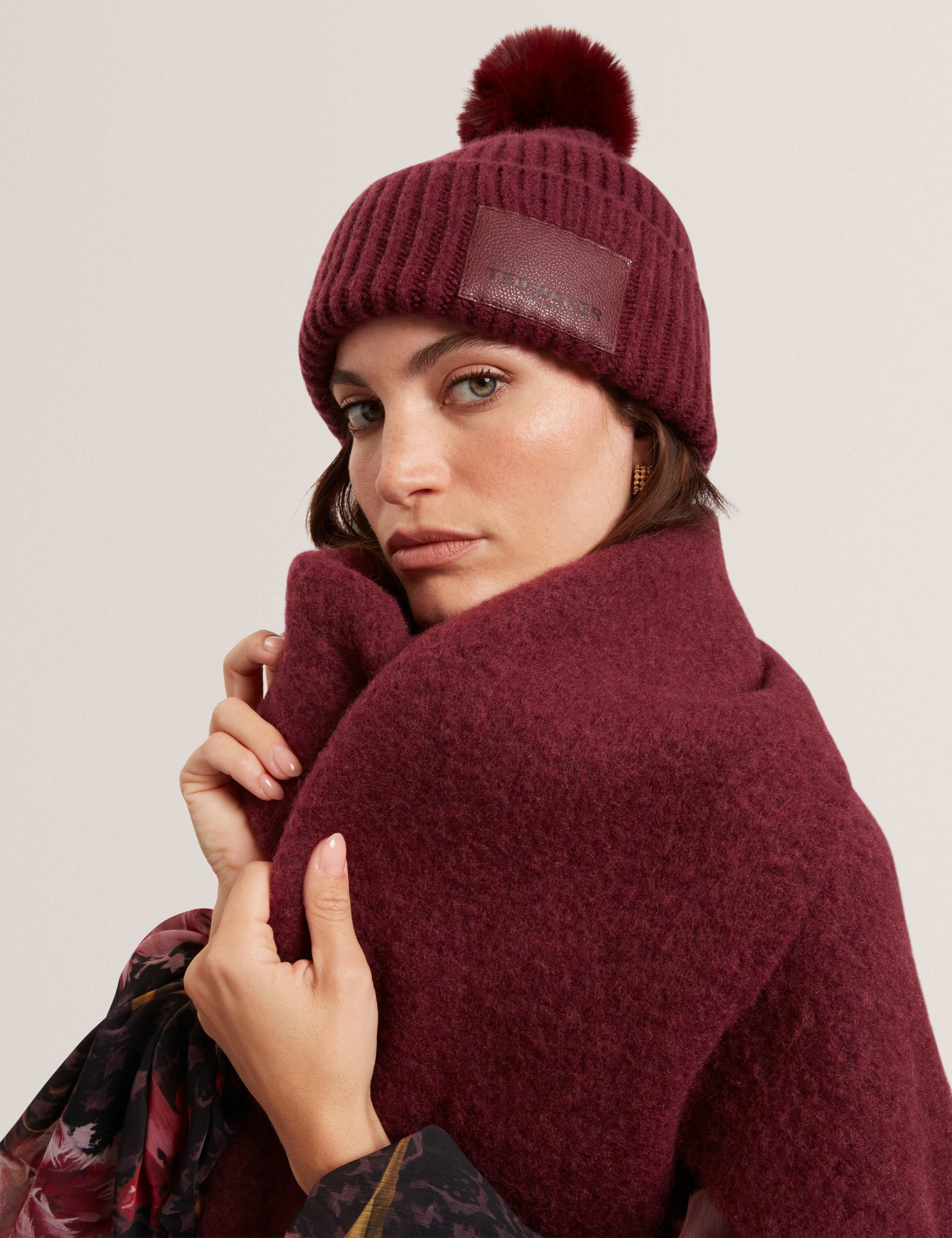 Knitted Faux Fur Pom Beanie Hat 2 of 4