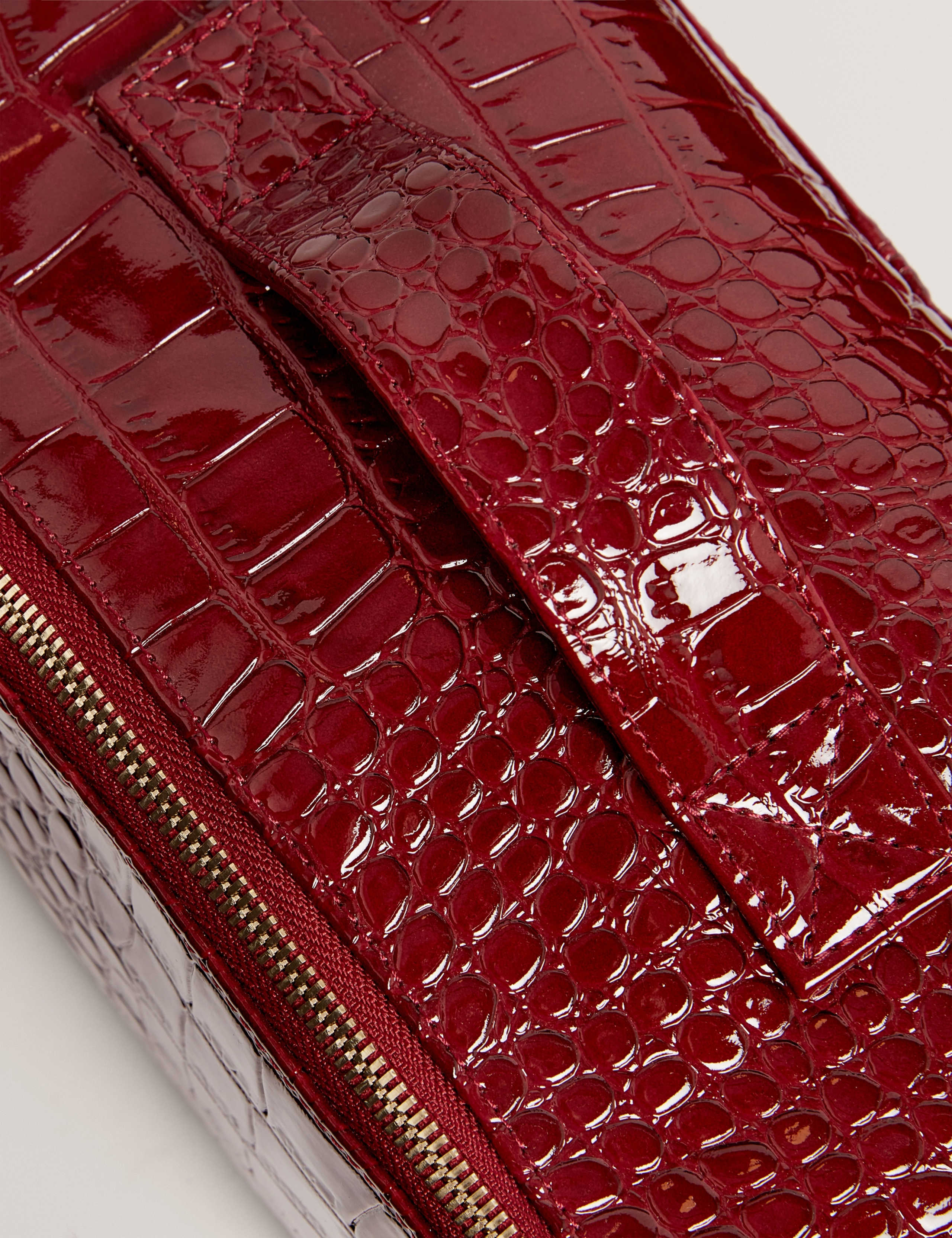 Faux Leather Patent Croc Effect Makeup Bag 2 of 4