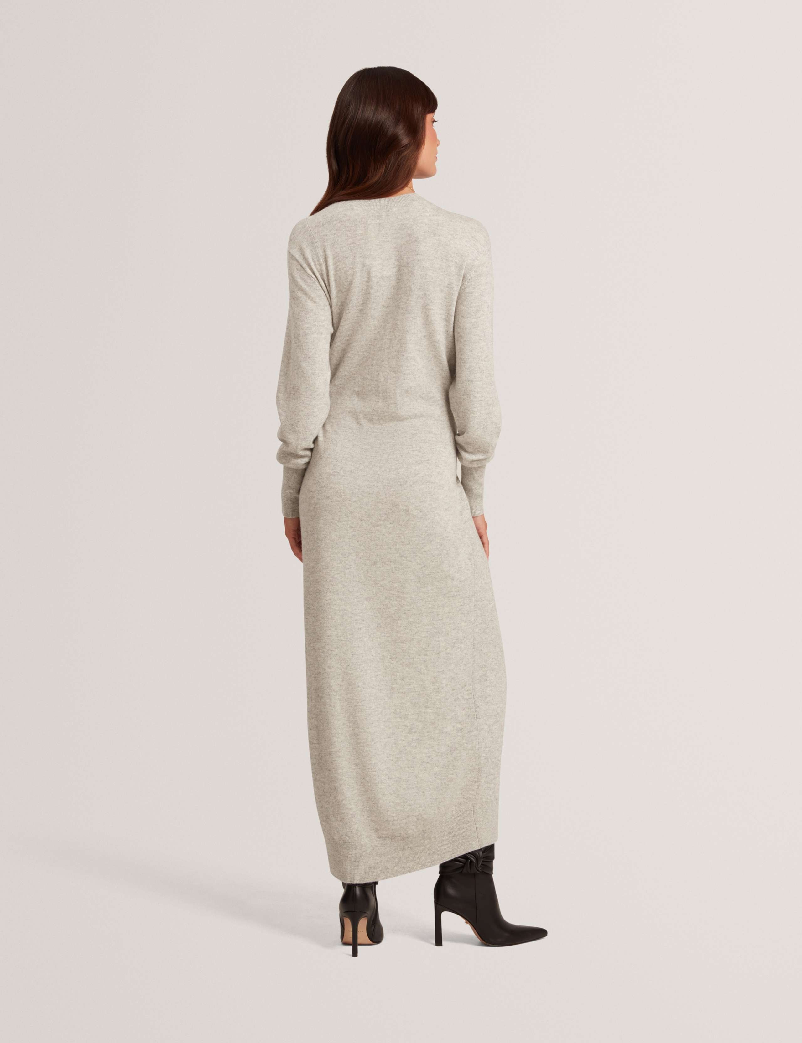 Wool Blend Drape Detail Midi Jumper Dress 4 of 7