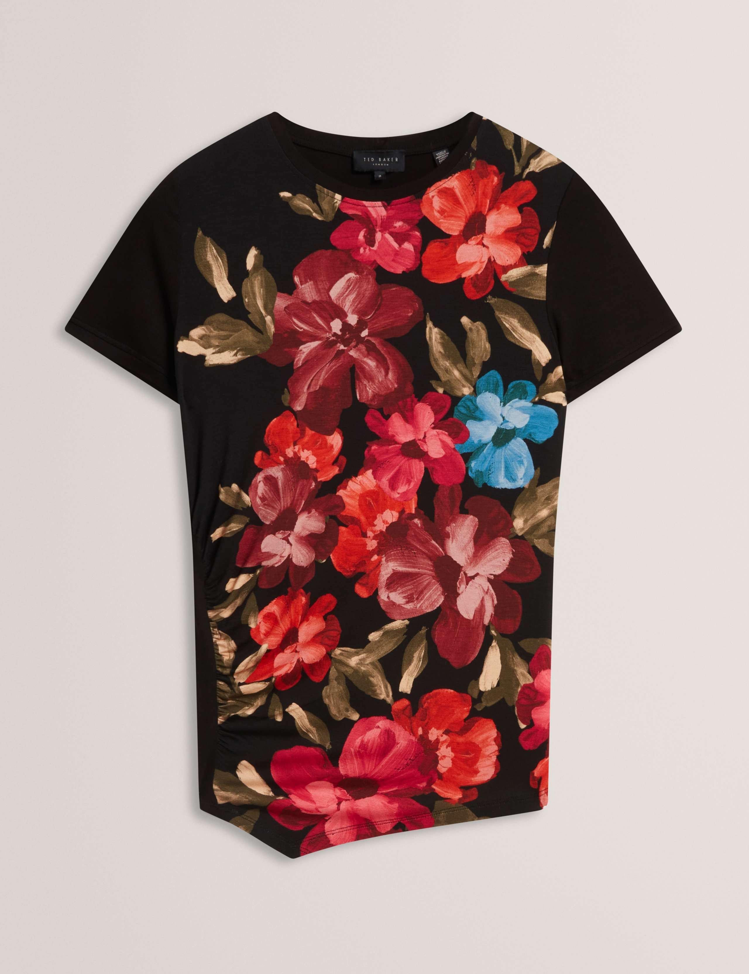 Floral Ruched Asymmetric Hem T-Shirt 2 of 7
