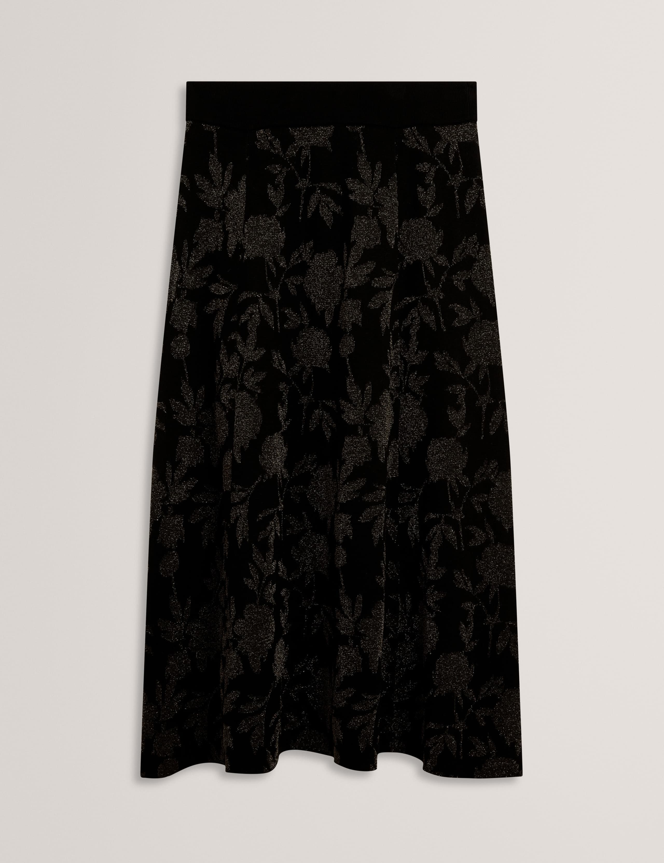 Wool Rich Jacquard Floral Midi A-Line Skirt 2 of 7