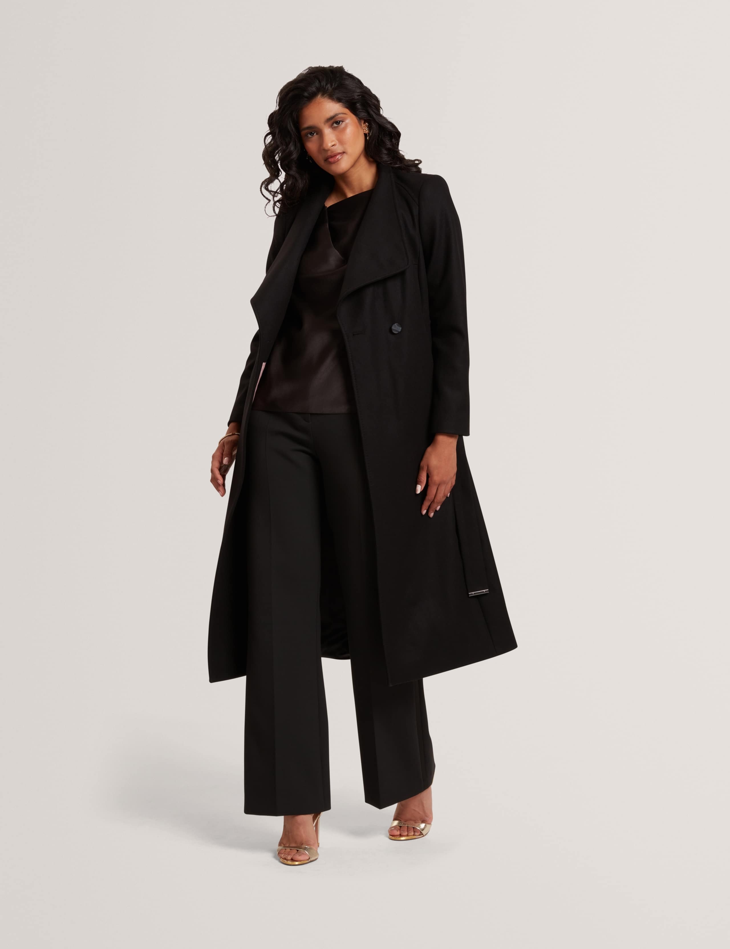 Wool Rich Belted Longline Wrap Coat 2 of 6