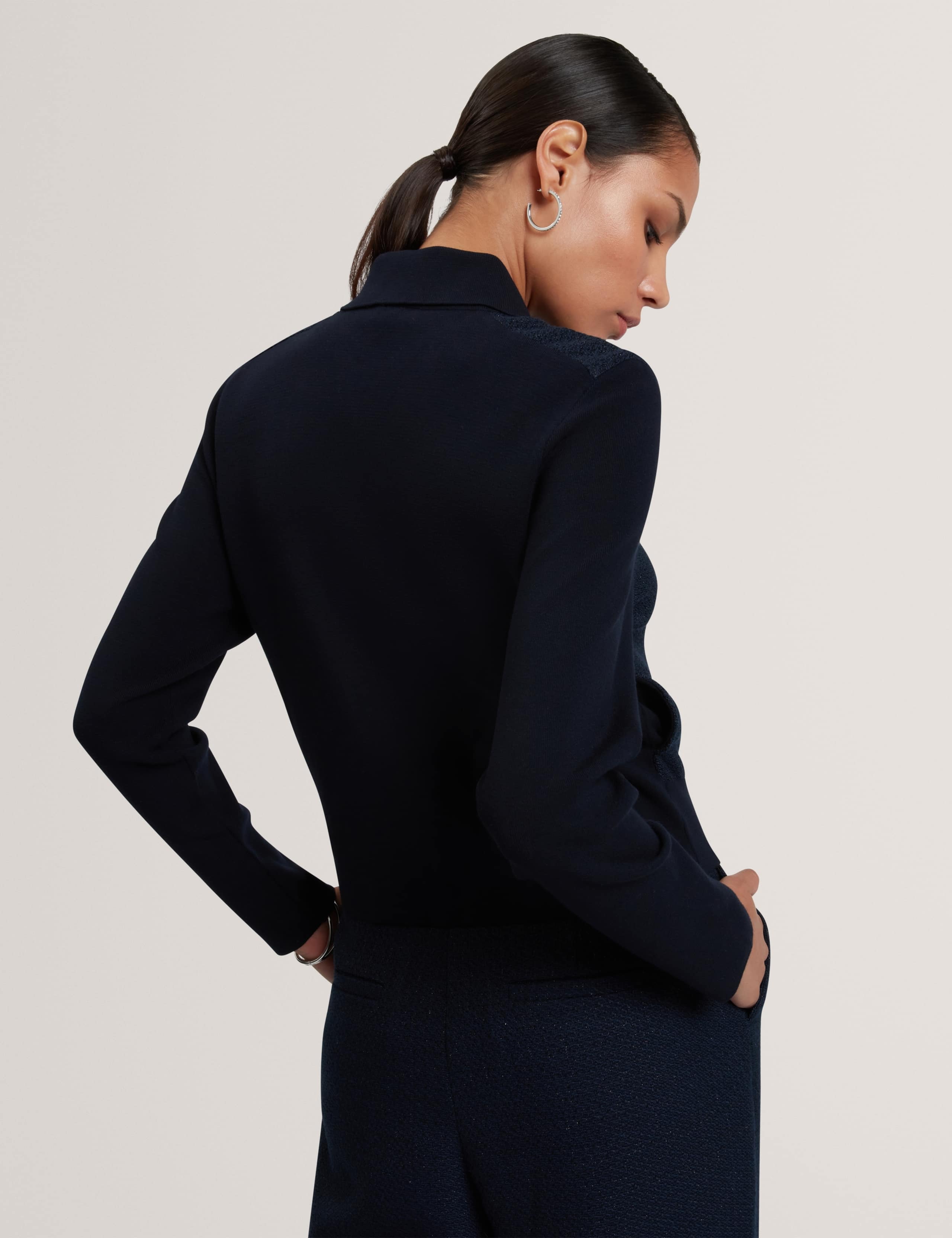 Metallic Collared Zip Up Cardigan 7 of 7