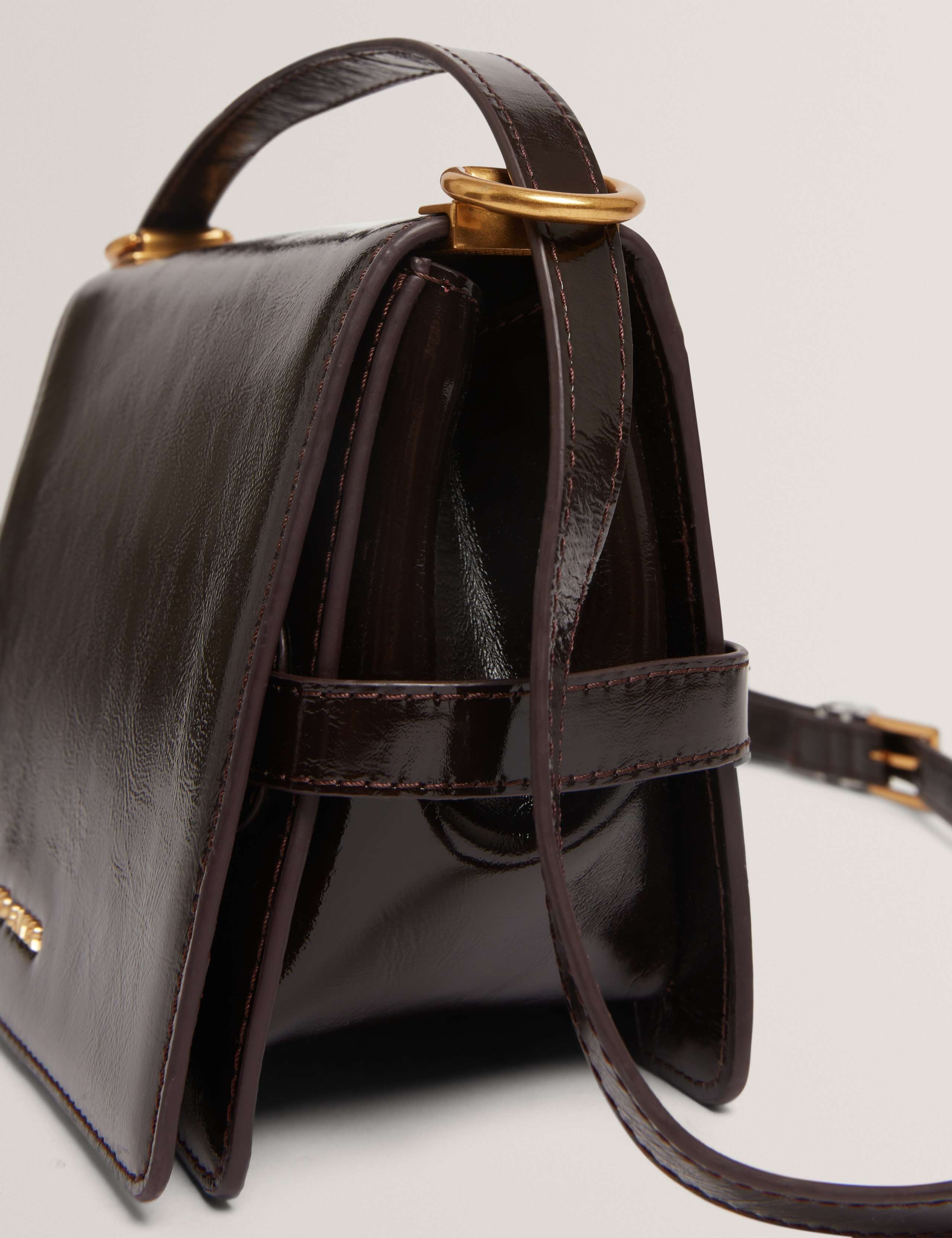 Leather Patent Finish Cross Body Bag 3 of 5