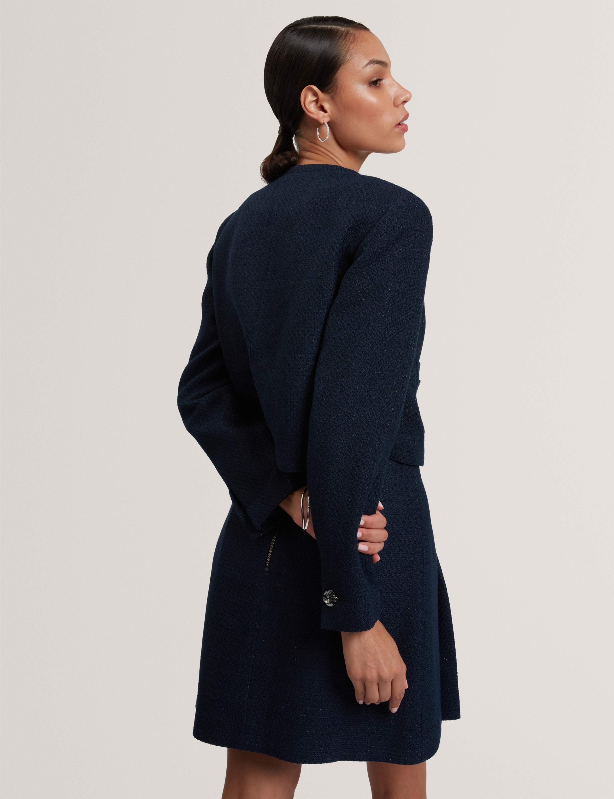 Bouclé Collarless Cropped Tailored Jacket 5 of 7