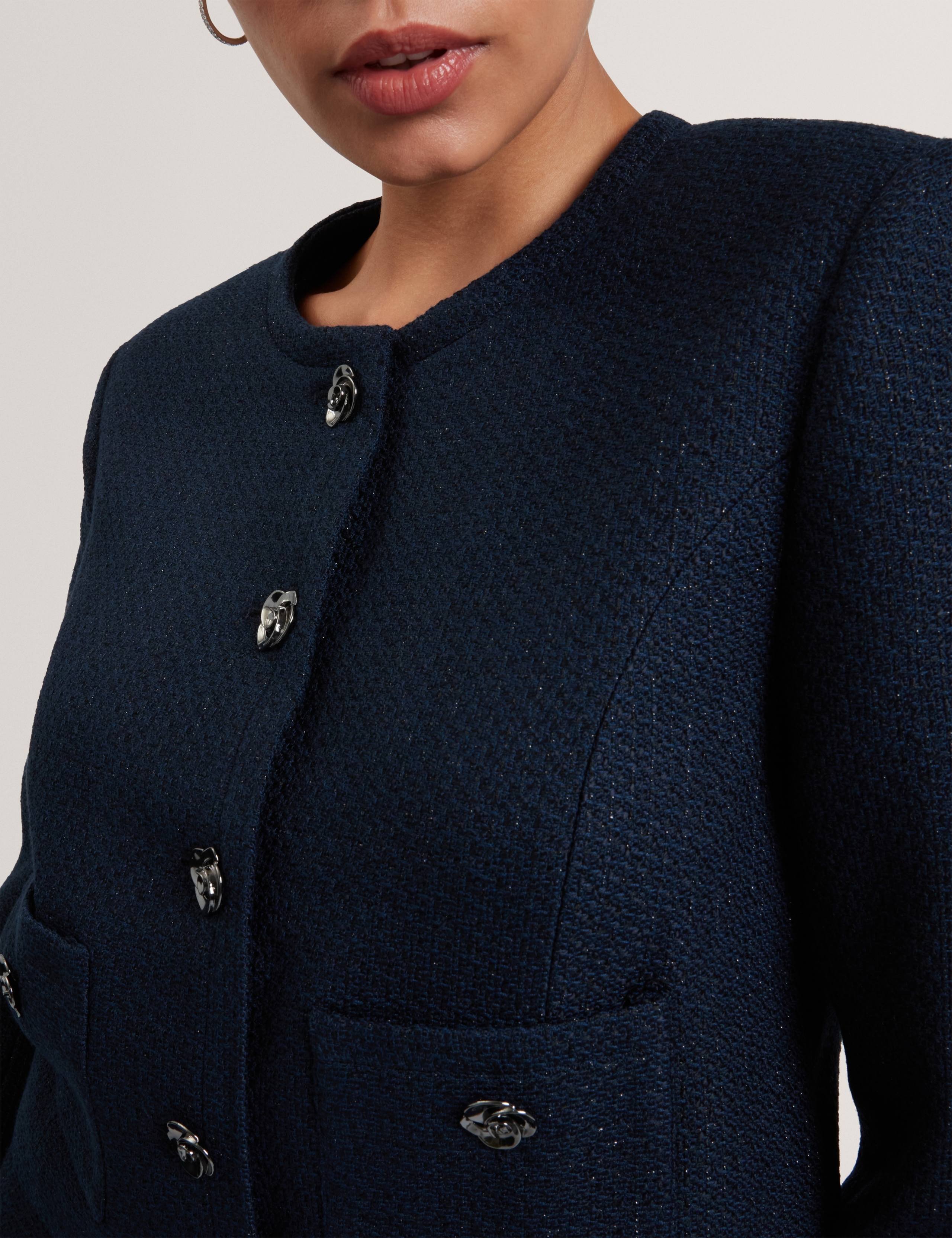 Bouclé Collarless Cropped Tailored Jacket 6 of 7