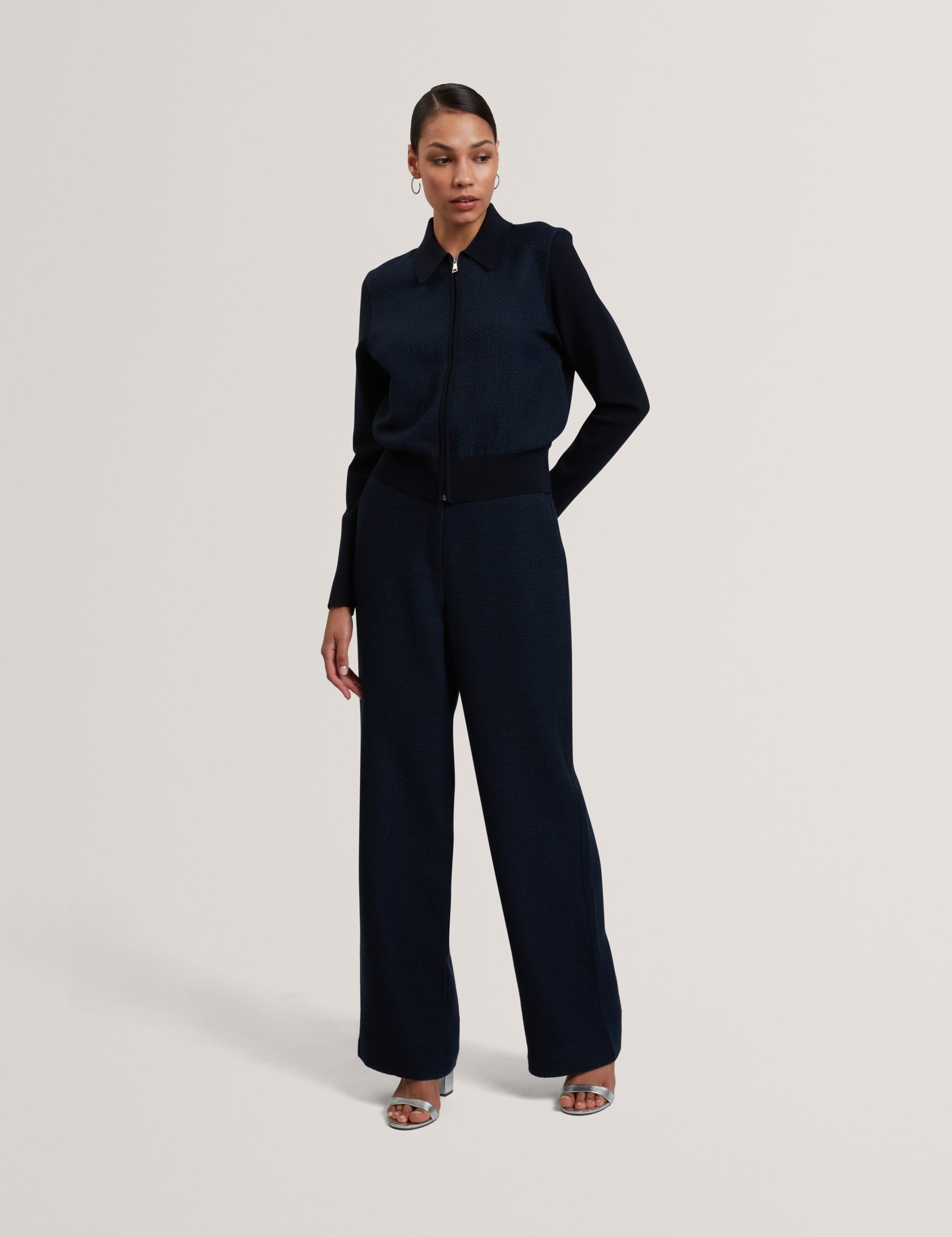 Boucle Tailored Straight Leg Trousers 1 of 7