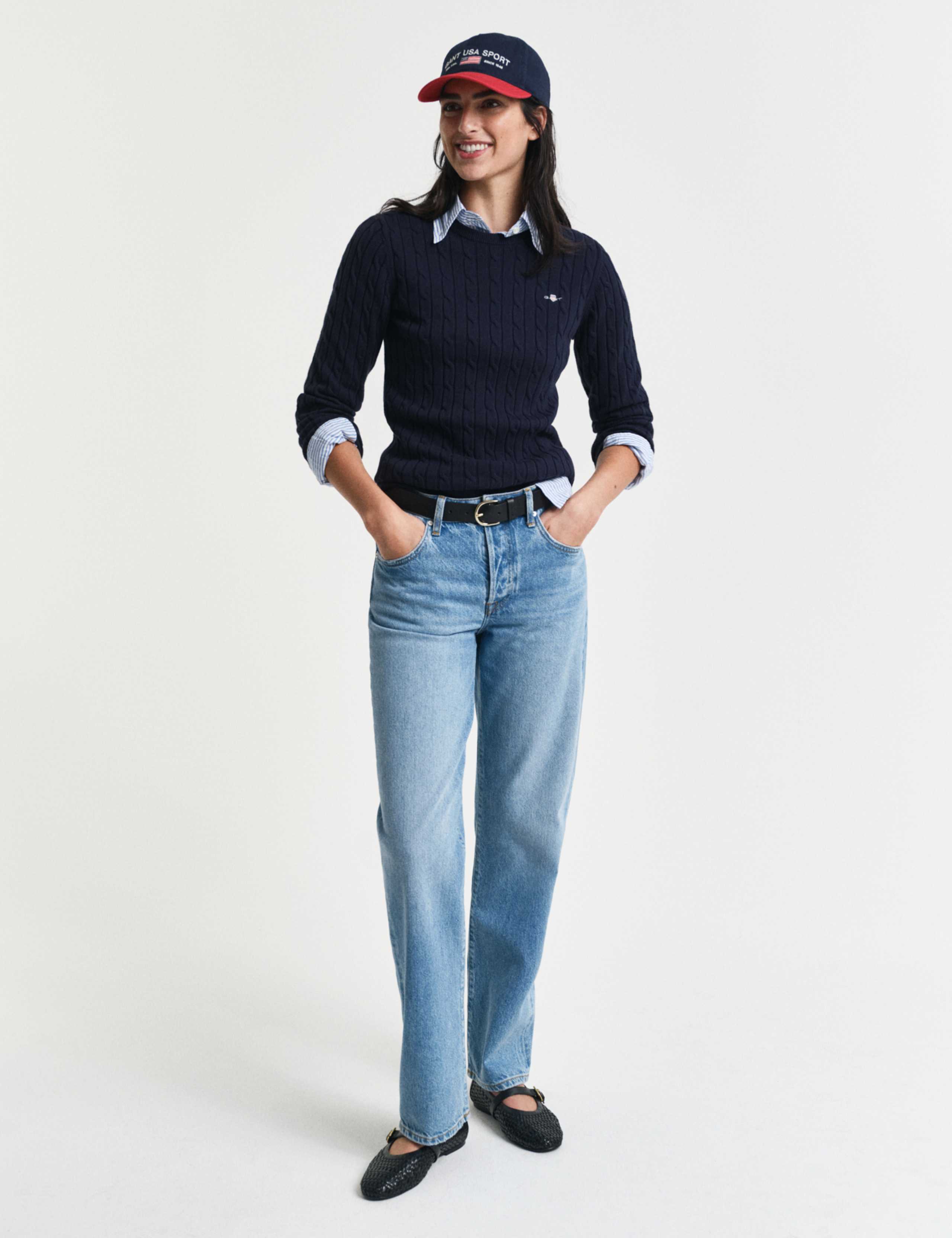 Cotton Rich Cable Knit Crew Neck Jumper 3 of 4