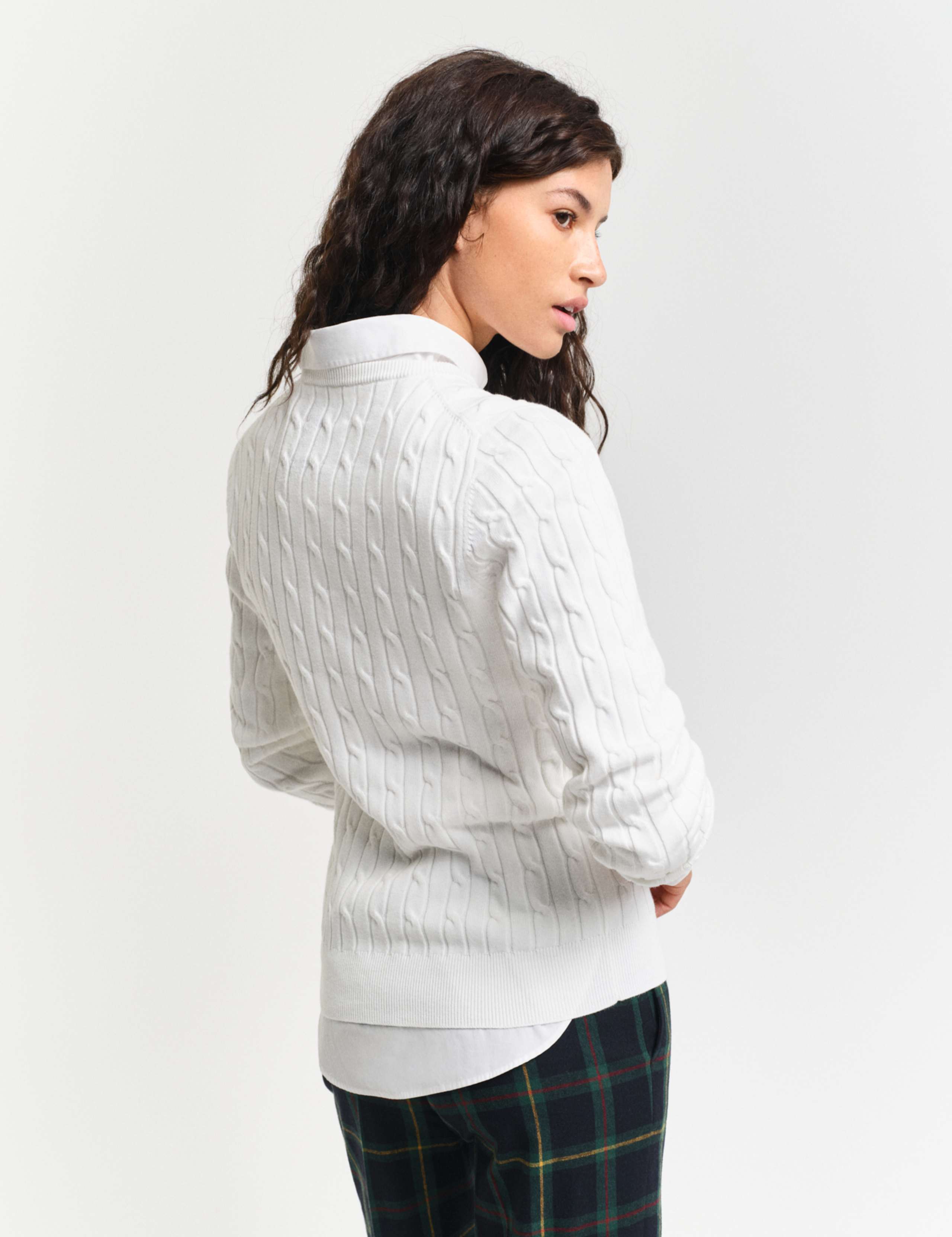 Cotton Rich Cable Knit Crew Neck Jumper 3 of 4