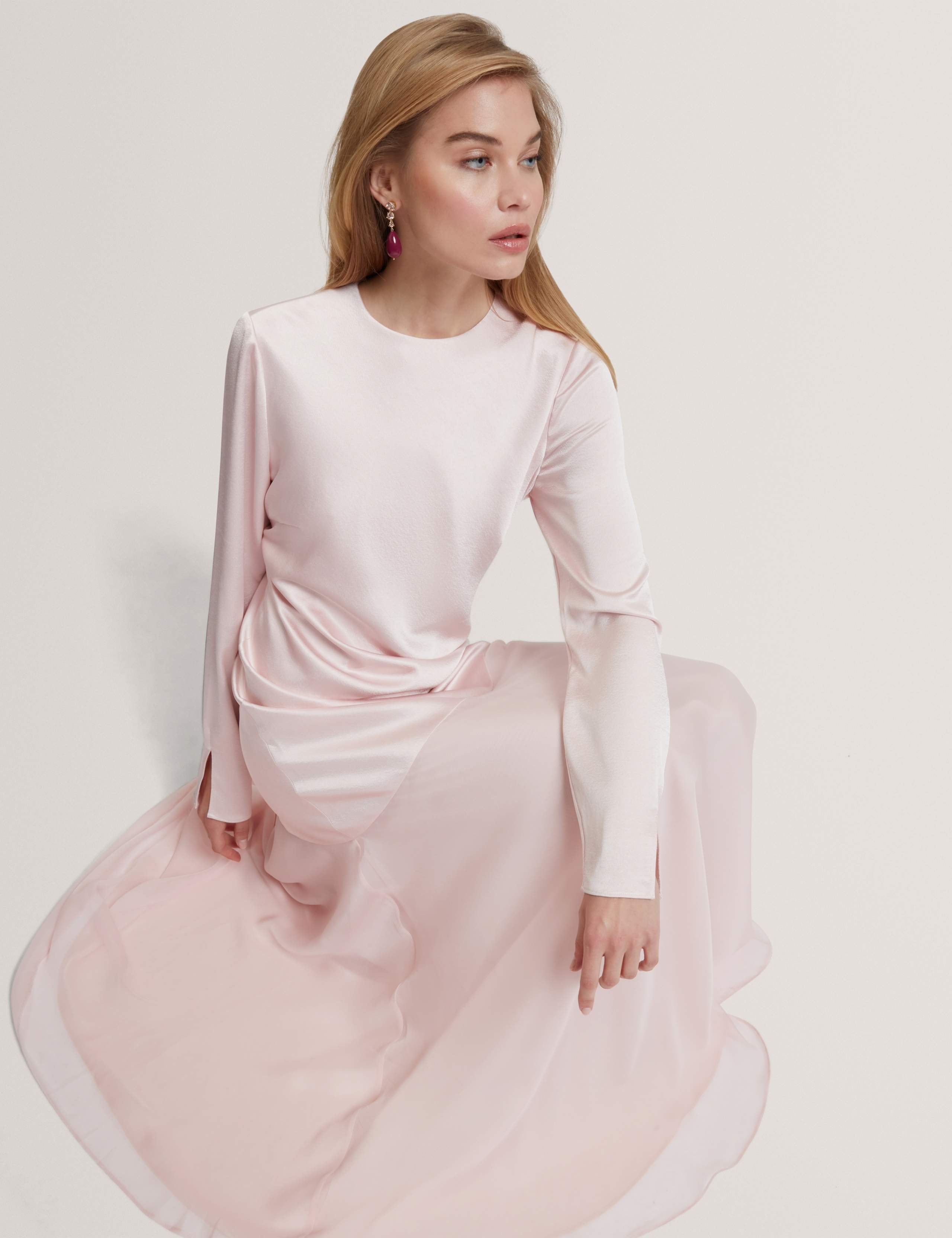 Satin Diagonal Waist Maxi Dress 3 of 7