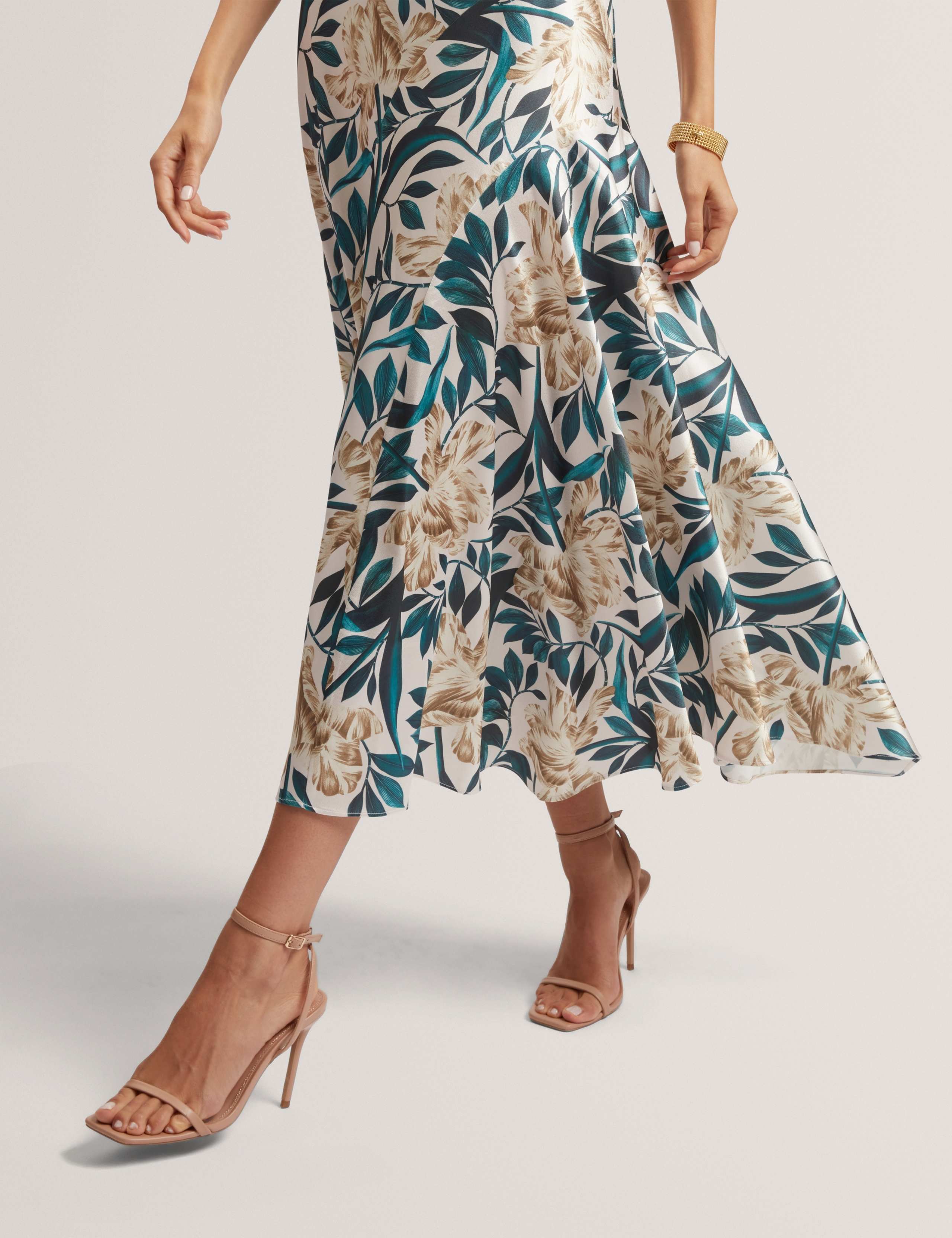 Satin Floral Midi Tea Dress 4 of 7