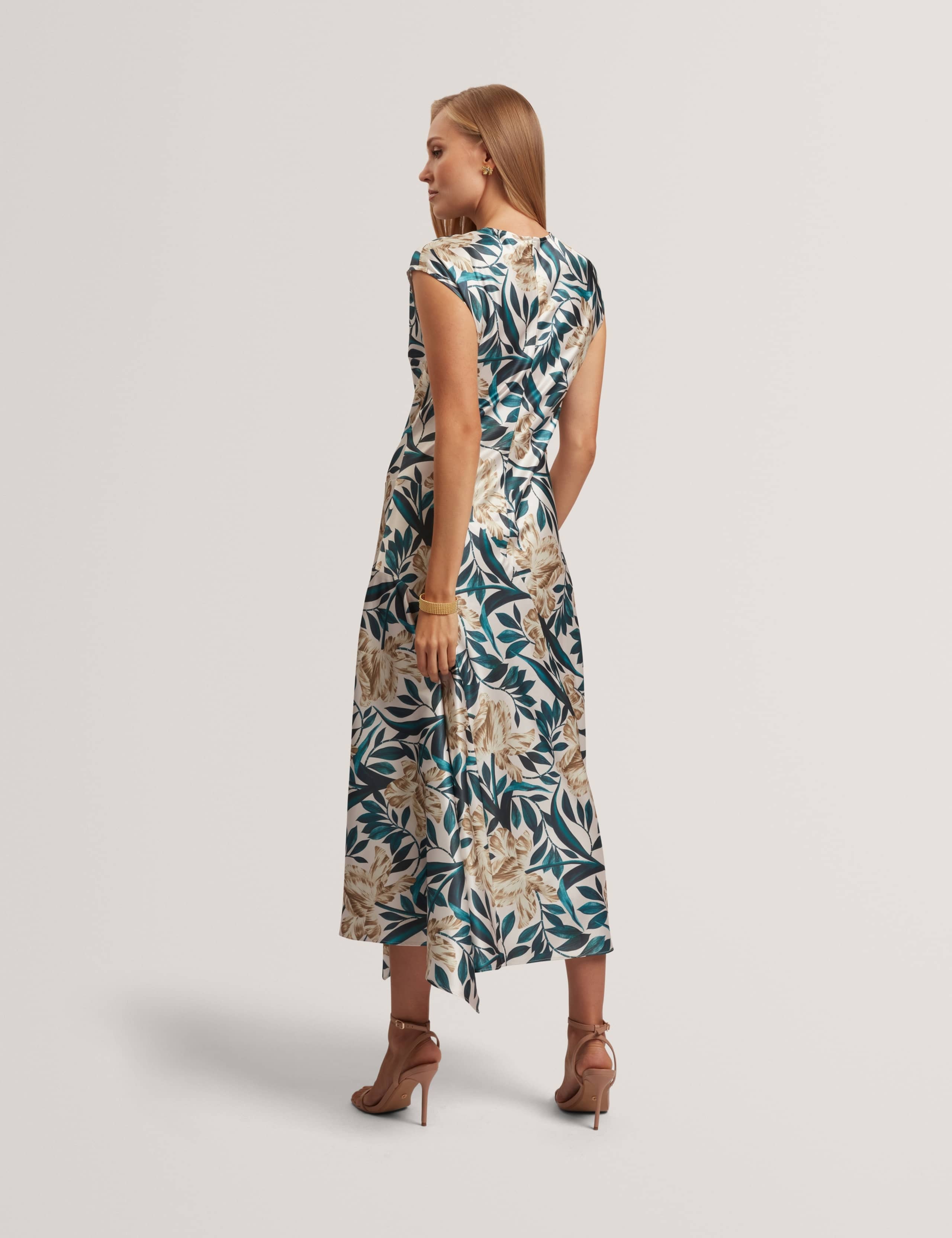 Satin Floral Midi Tea Dress 5 of 7