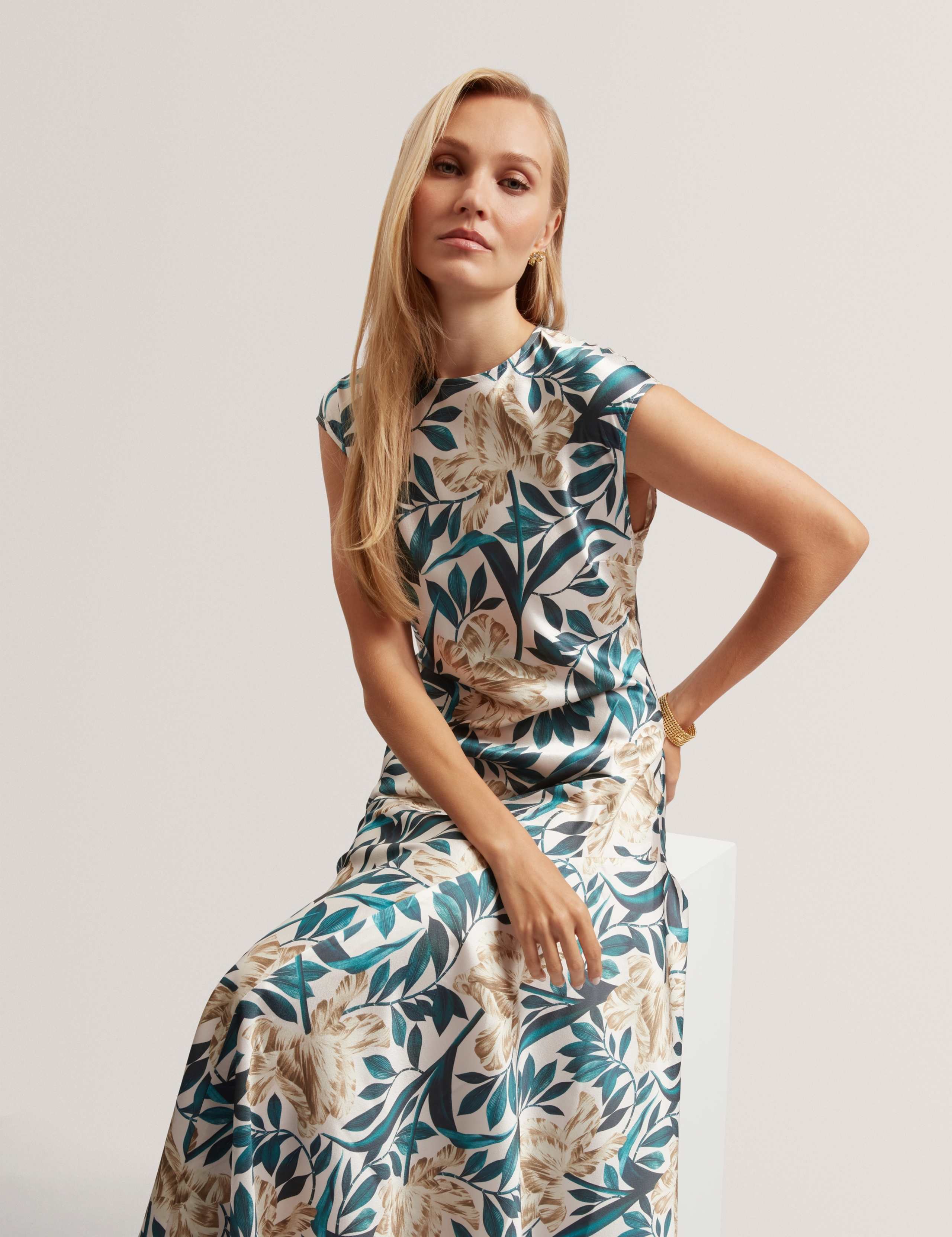 Satin Floral Midi Tea Dress 7 of 7