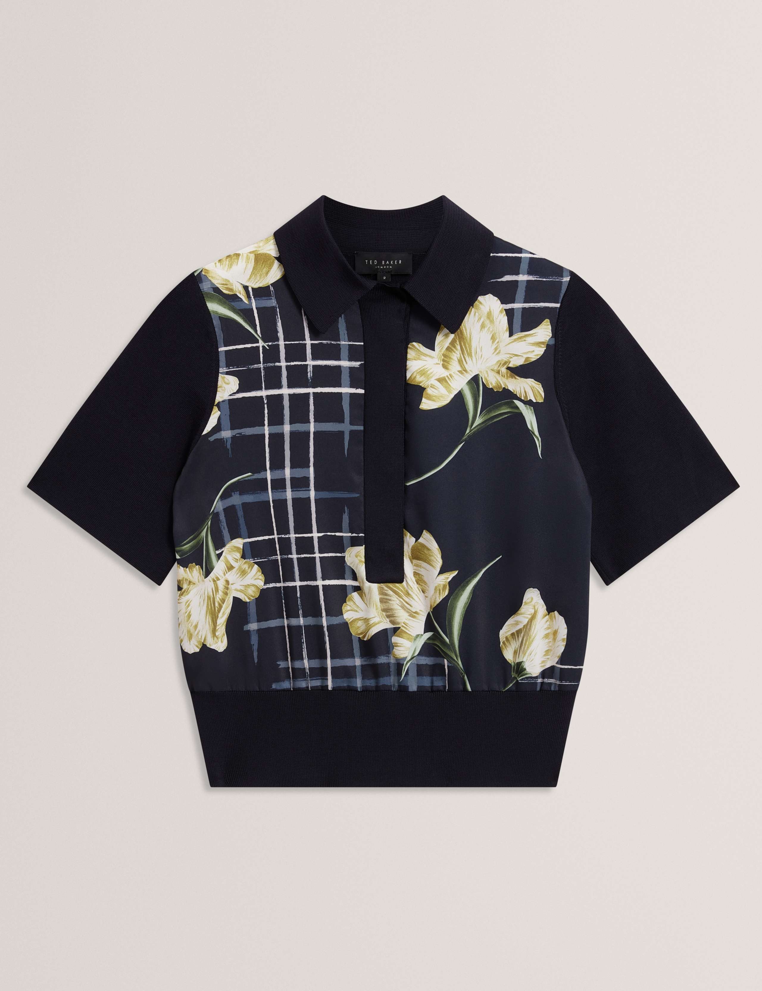 Floral Woven Front Polo Top 2 of 7