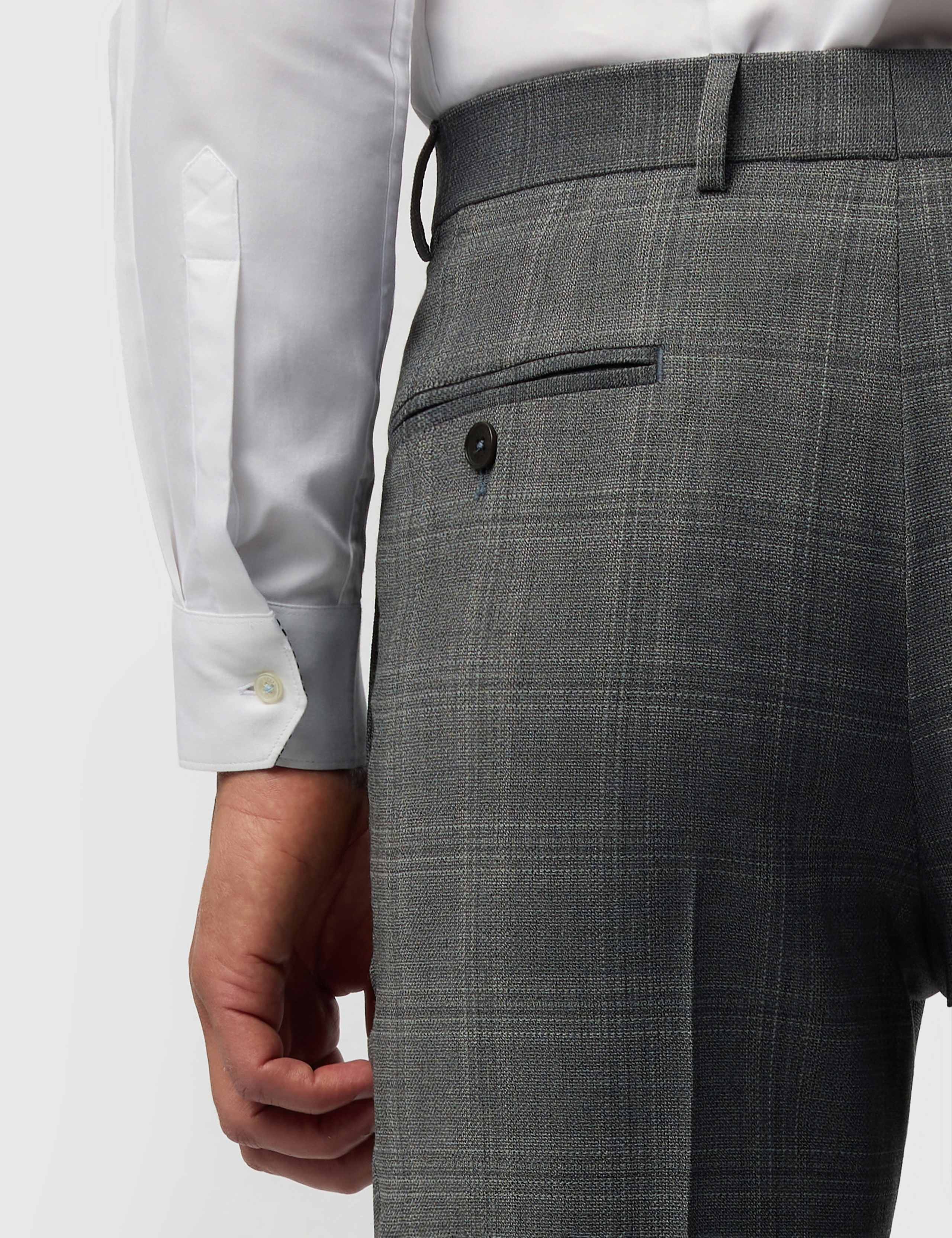 Tailored Fit Wool Blend Check Suit Trousers 2 of 3