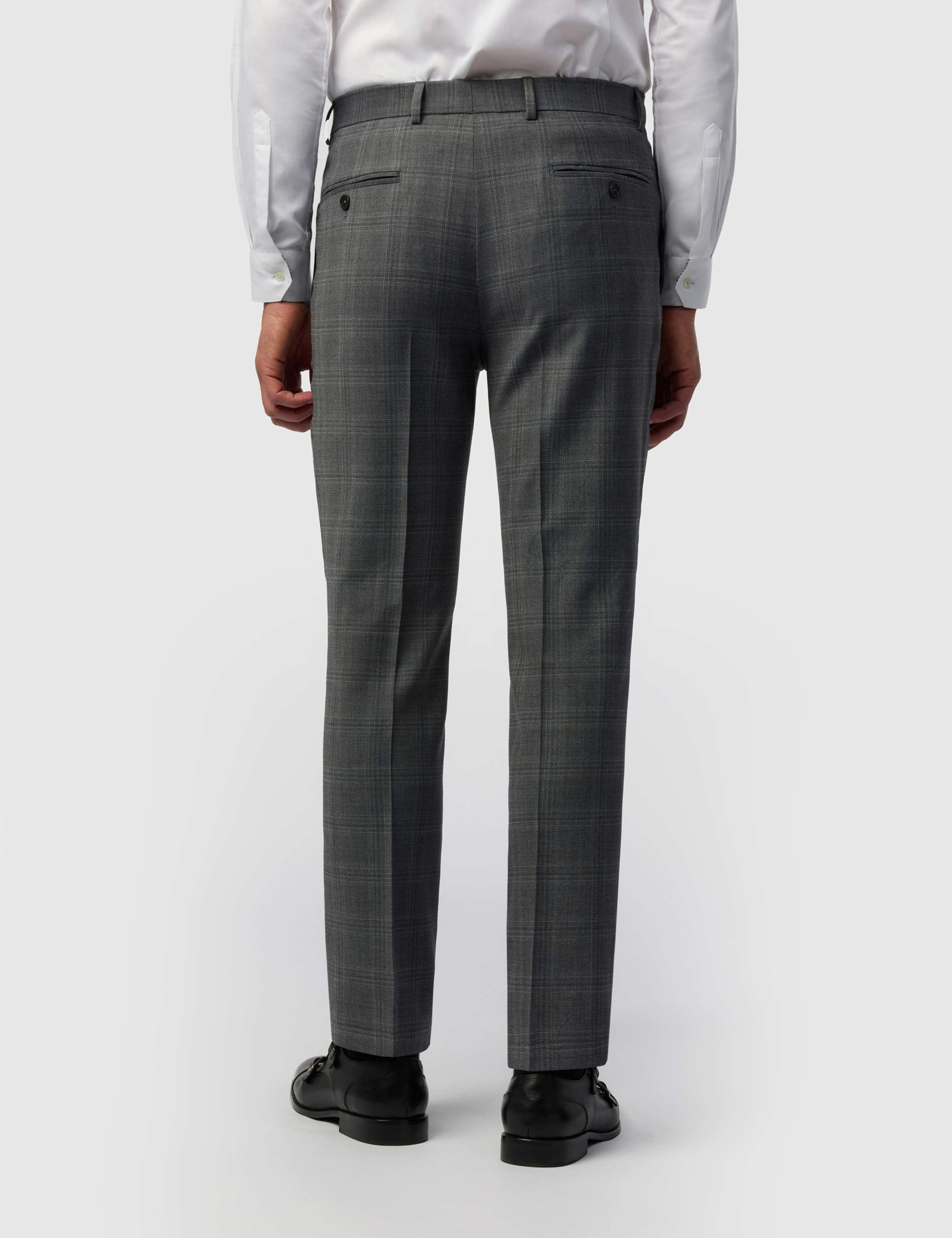 Tailored Fit Wool Blend Check Suit Trousers 3 of 3