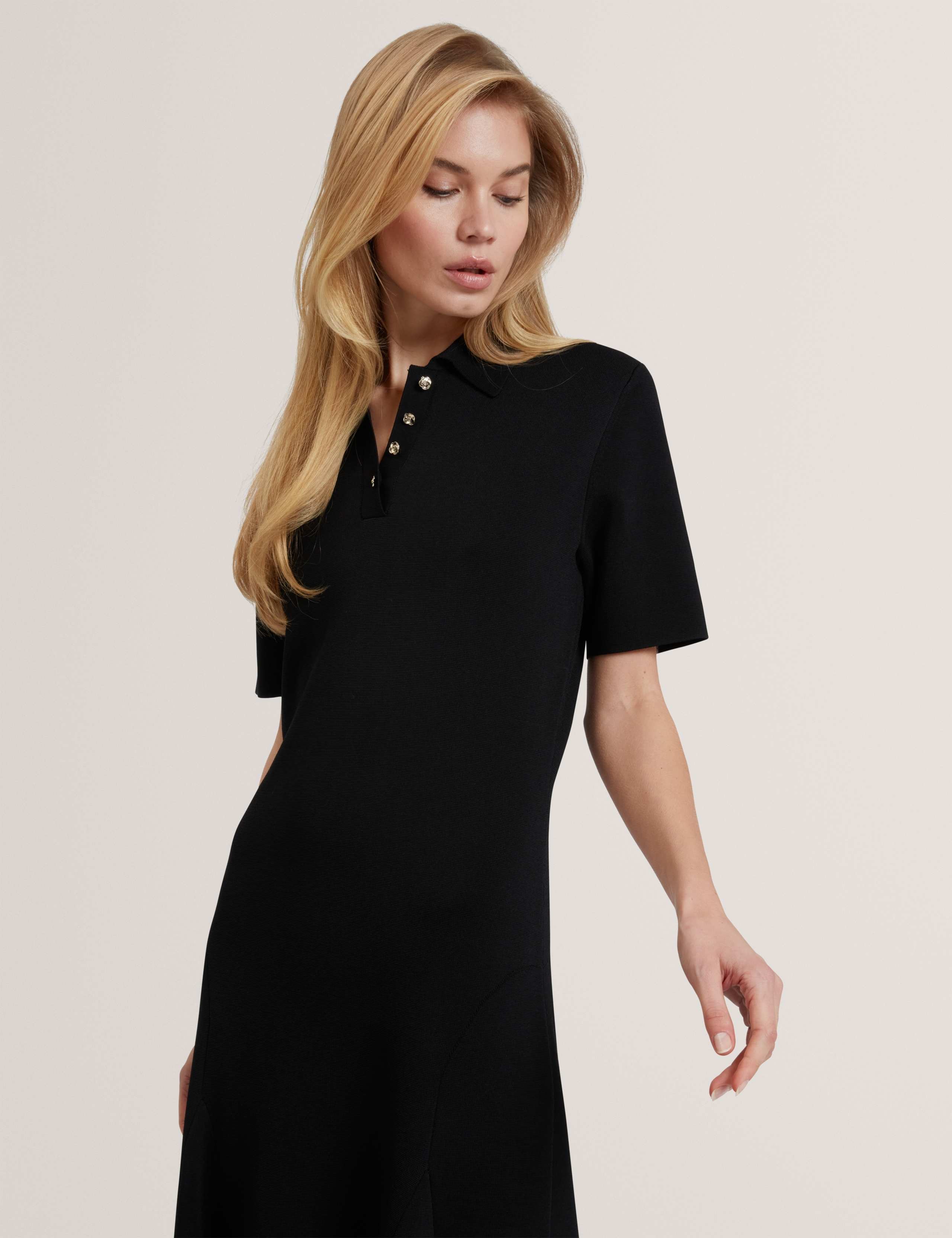 Textured Polo Collar Midaxi Shirt Dress 3 of 7