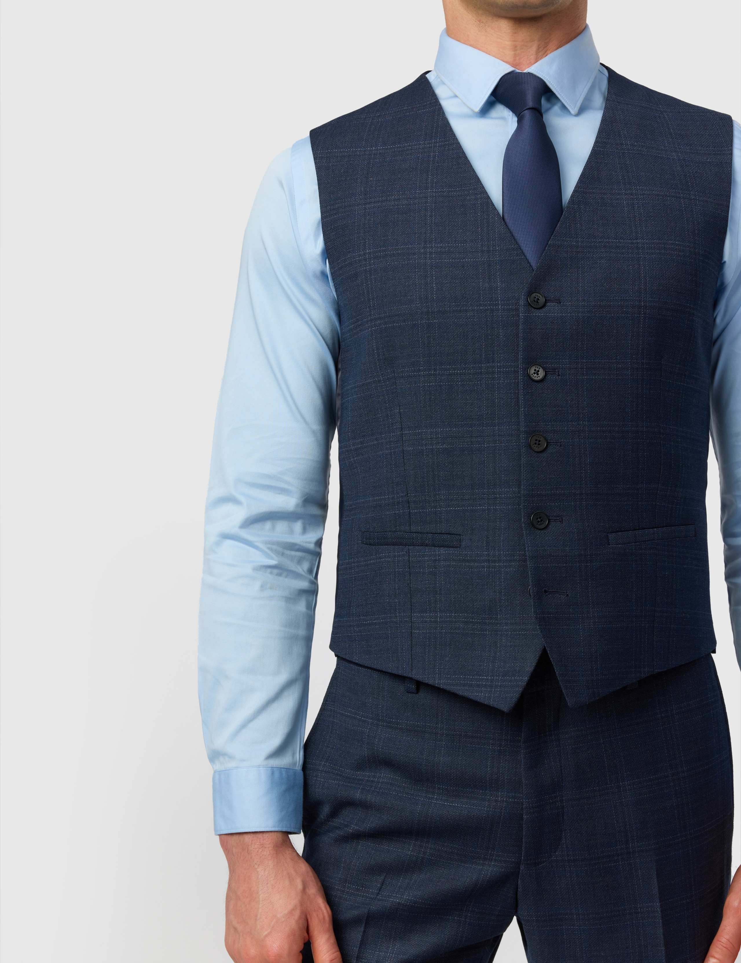 Tailored Fit Wool Blend Check Waistcoat 2 of 3