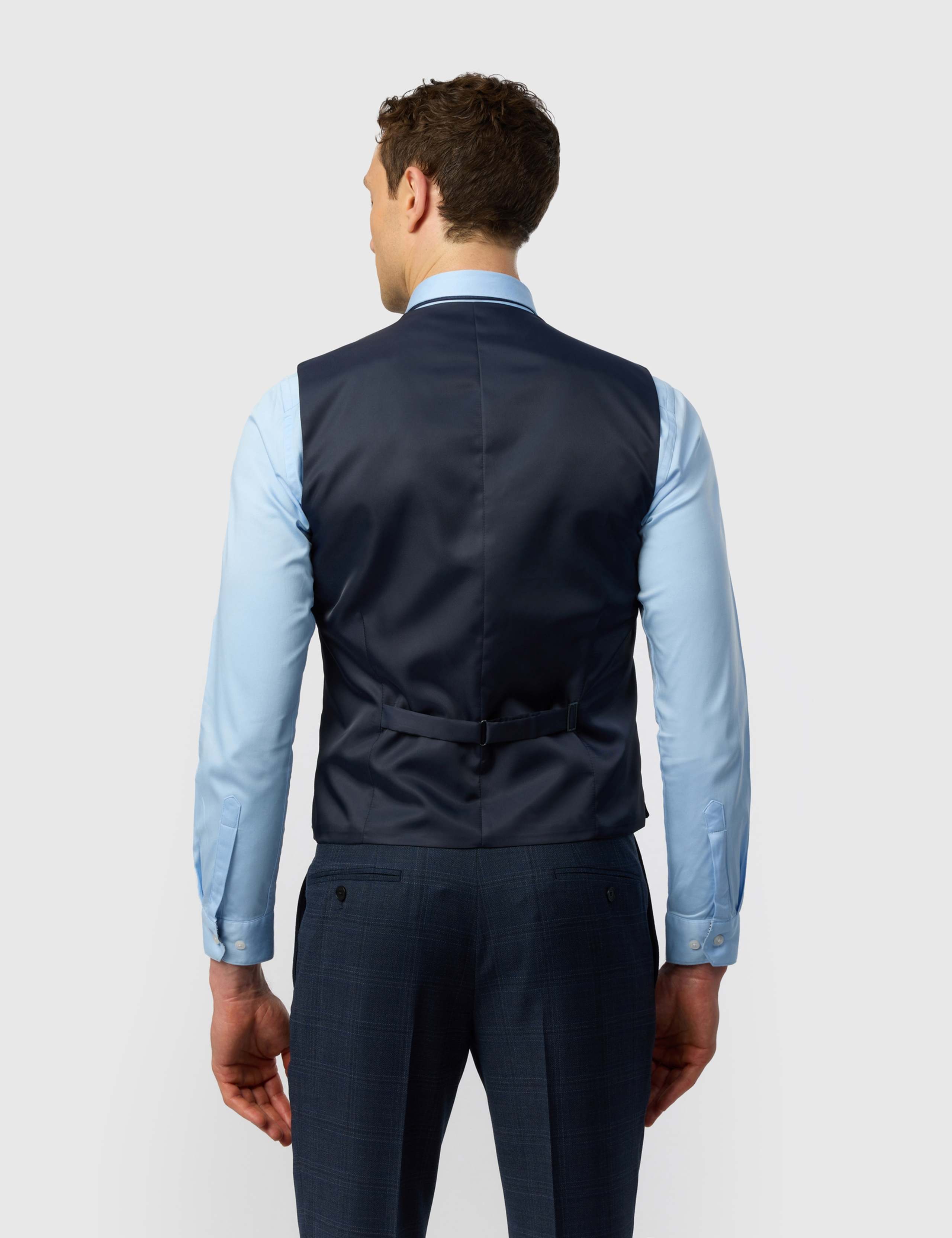Tailored Fit Wool Blend Check Waistcoat 3 of 3
