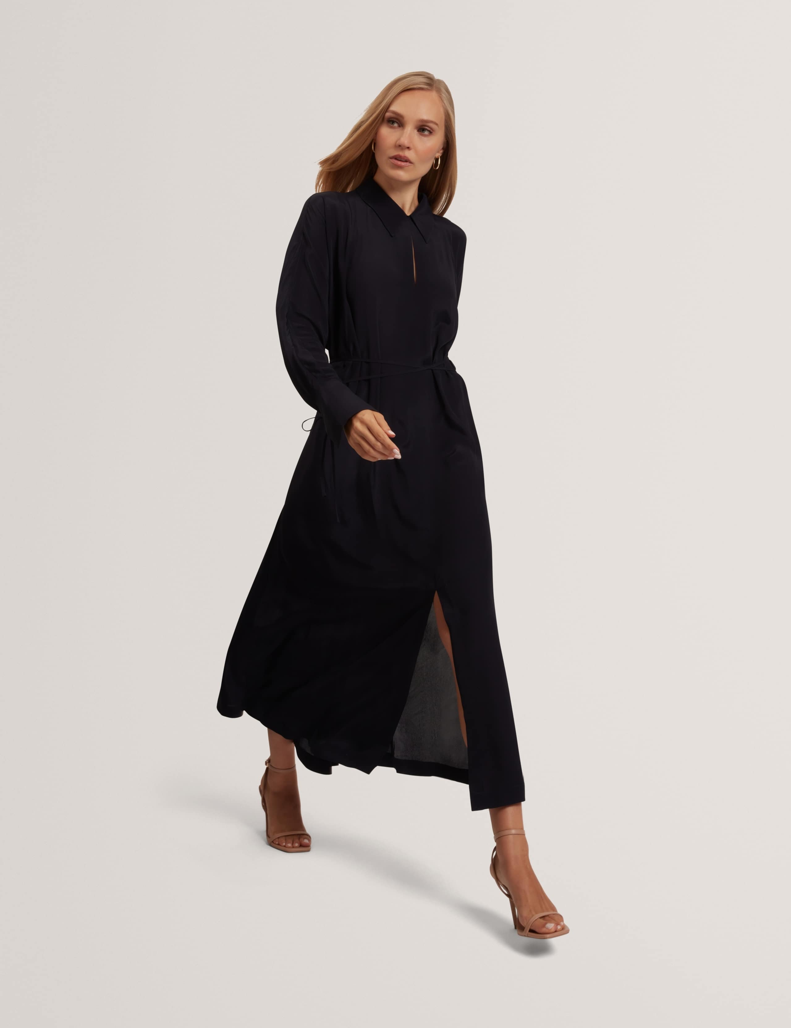 Crepe Tie Detail Midi Shirt Dress 4 of 7