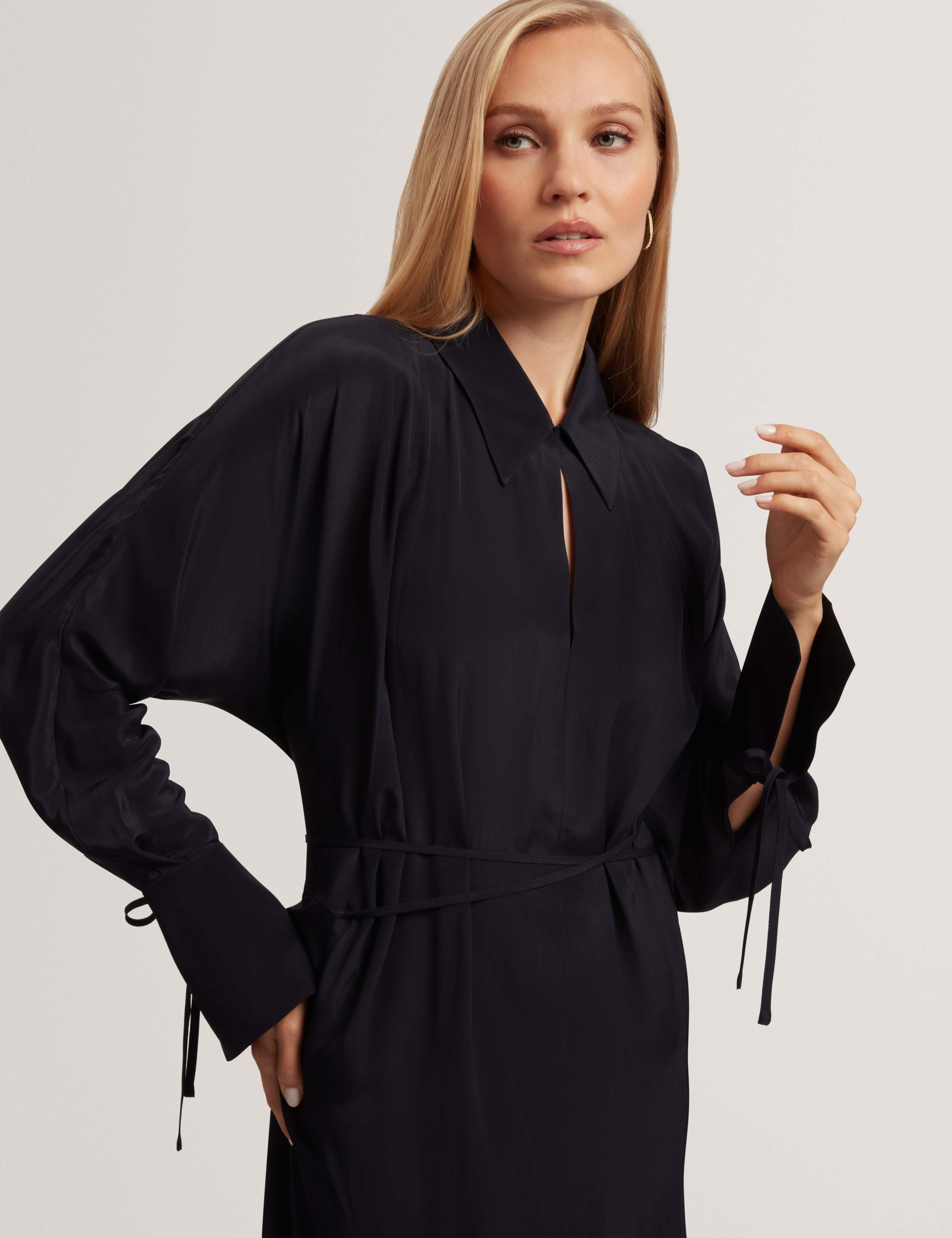 Crepe Tie Detail Midi Shirt Dress 5 of 7