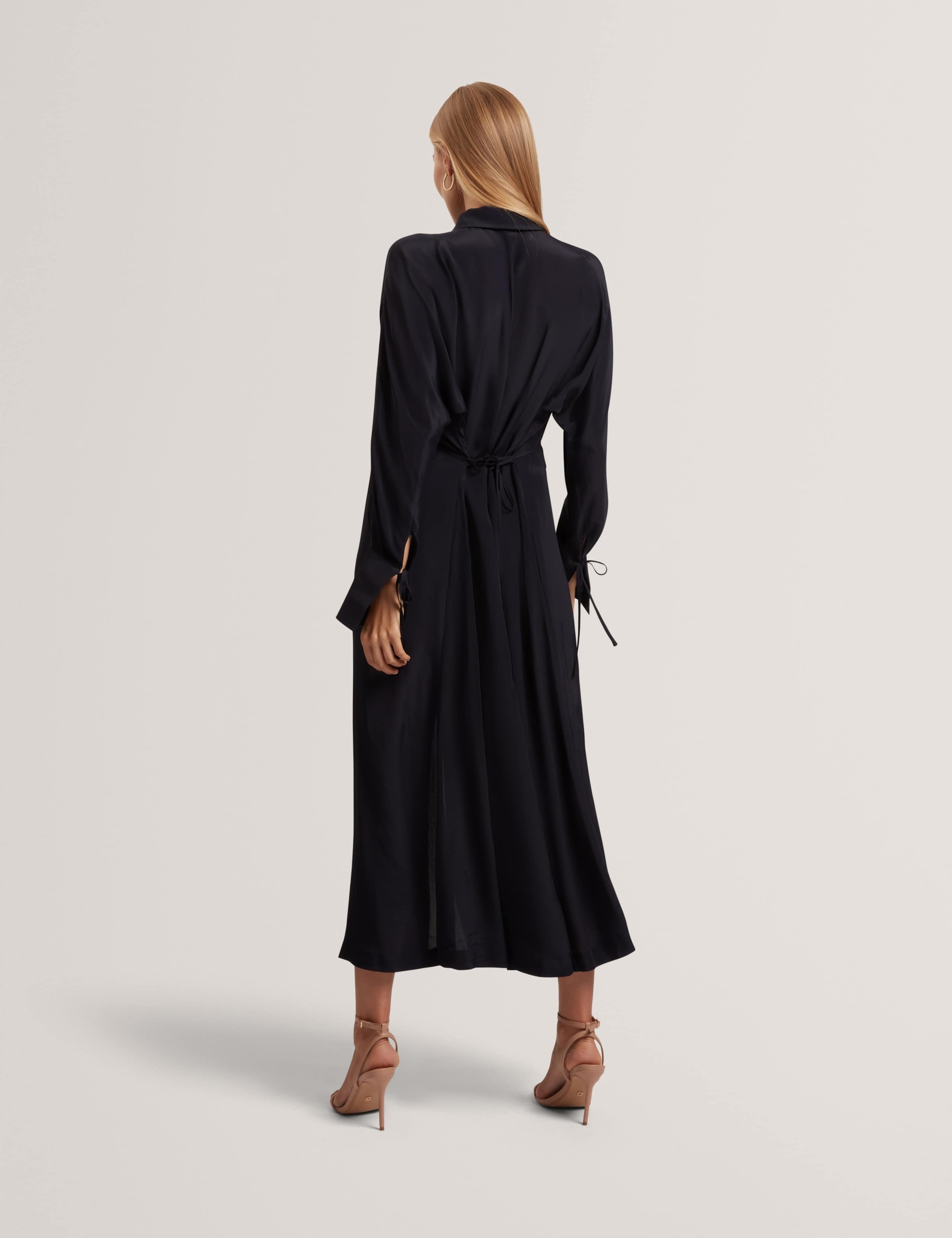 Crepe Tie Detail Midi Shirt Dress 6 of 7