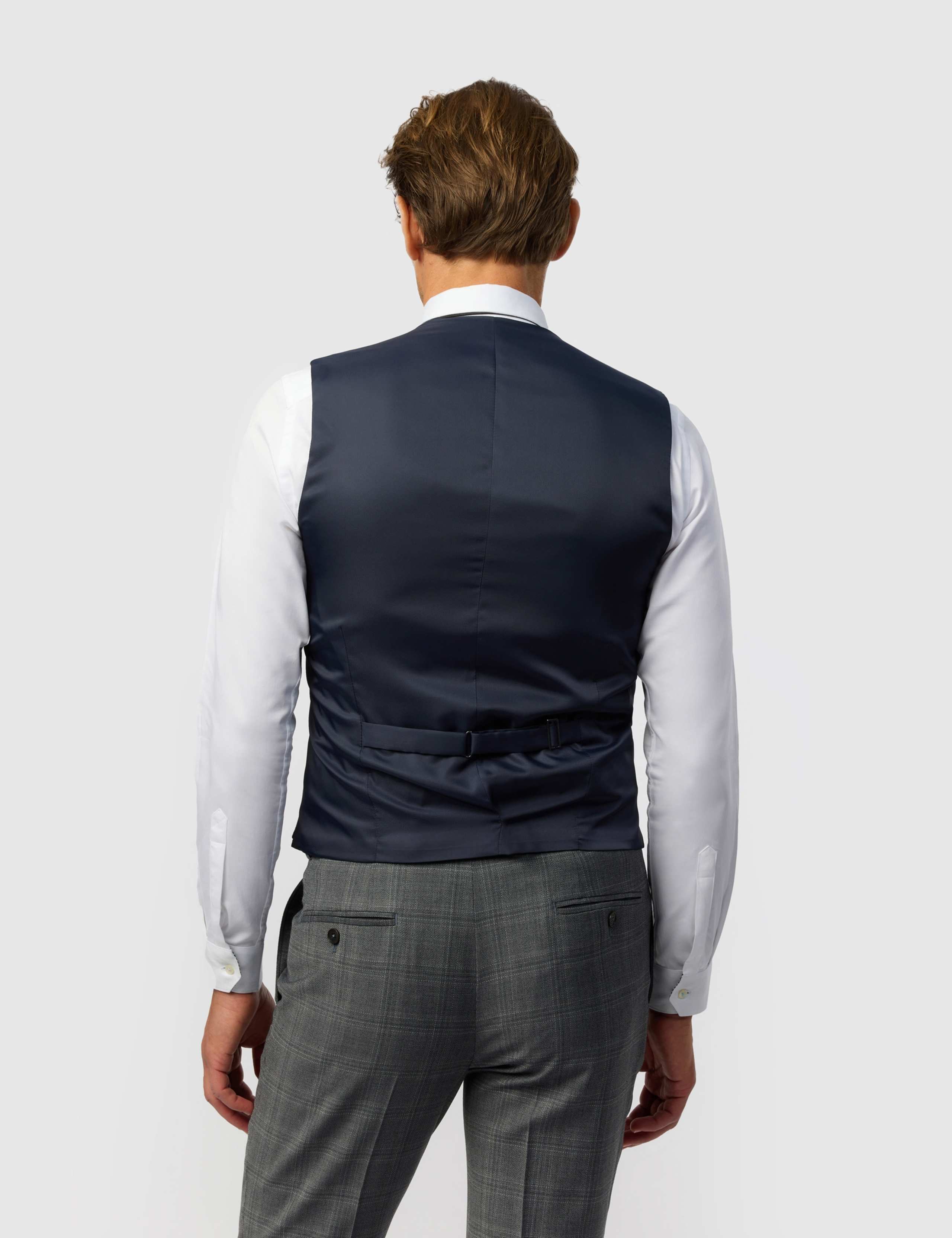 Tailored Fit Wool Blend Check Waistcoat 3 of 3