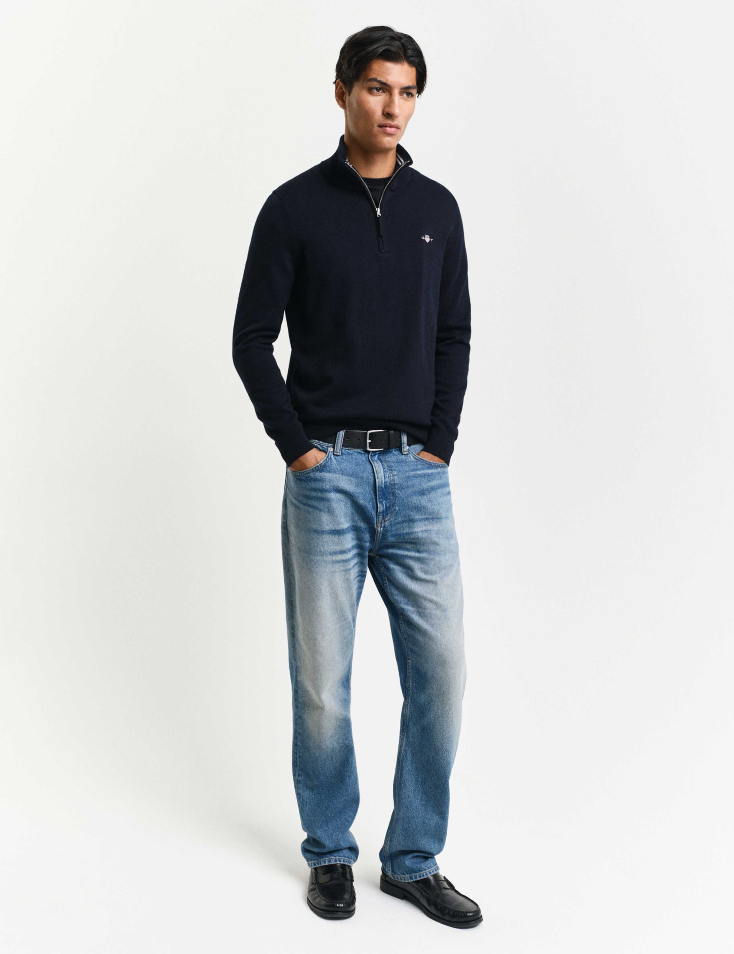 Pure Cotton Funnel Neck Half Zip Jumper 3 of 4