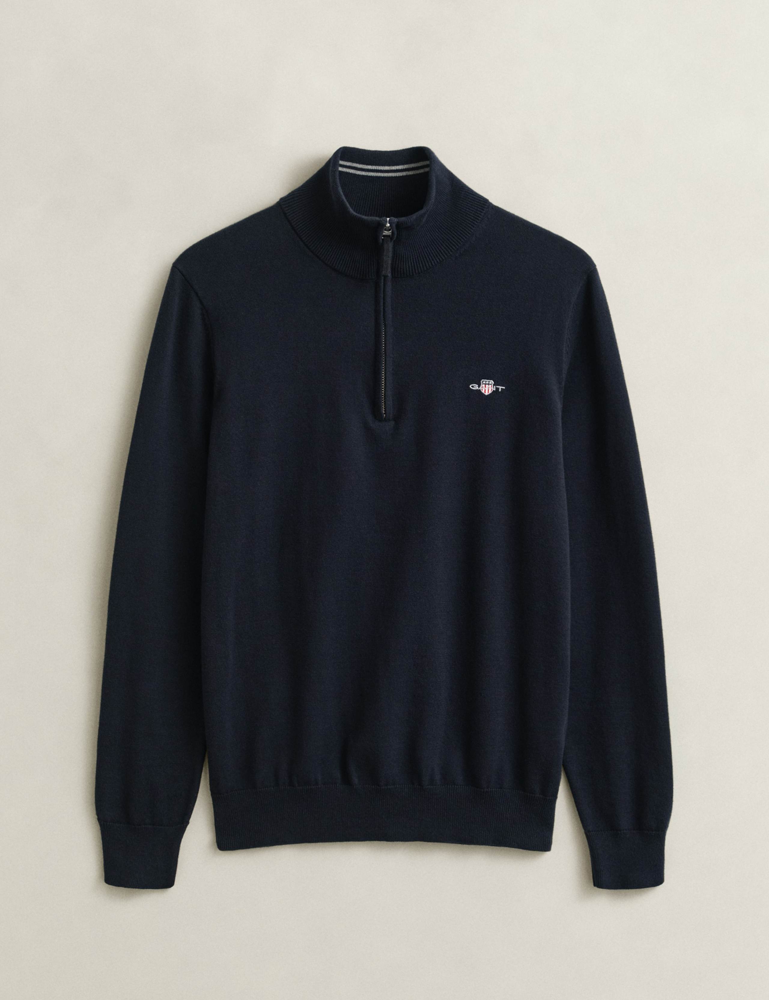 Pure Cotton Funnel Neck Half Zip Jumper 5 of 5